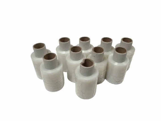 Mini rollos de film estirable transparente con mango, 300gr | Caja de 10 unidades de minifilm. | Mini film de 300 grs x 100 mm. | Ideal para unir embalar proteger