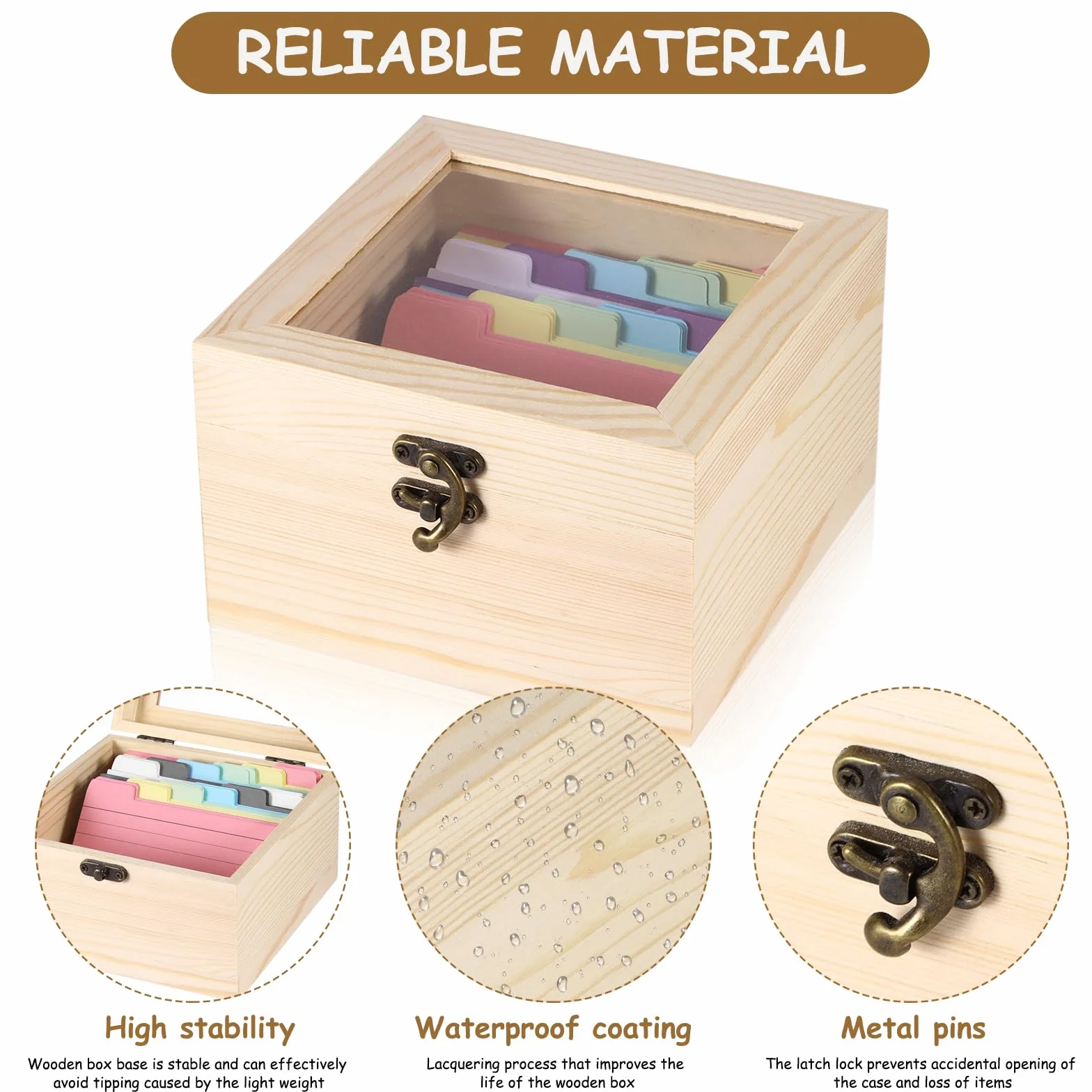 ALLOMN Caja de recetas de madera con 300 tarjetas 3x5 pulgadas, juego de organización de cocina