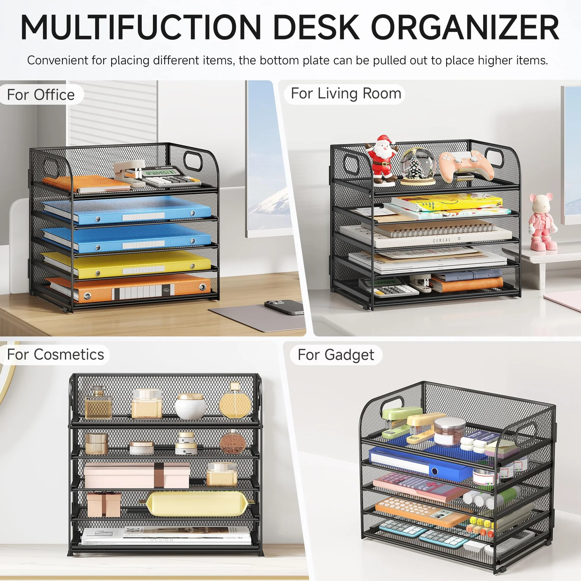 VITVITI Organizador de Escritorio 5 Niveles Bandeja para Cartas Soporte apilable Negro