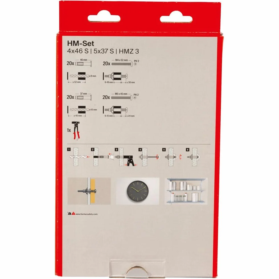 fischer - Kit Compuesto por una Pinza y 40 Tacos metálicos para Cuerpo Hueco HM