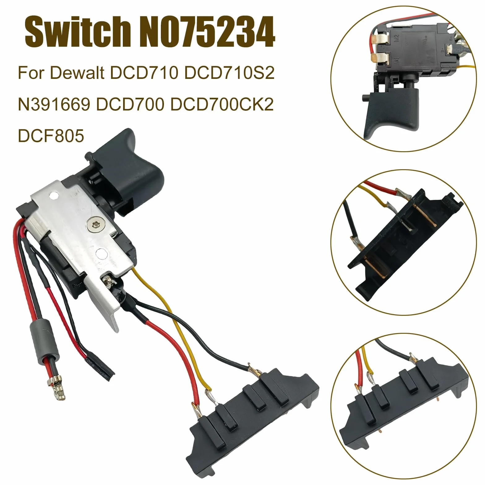 Interruptor N075234 para Dewalt DCD710 DCD710S2 N391669 DCD700 DCD700CK2 DCD701 DCF805