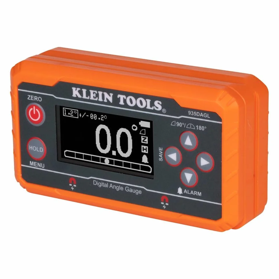 Klein Tools 80036 Kit de herramientas de nivel electrónico digital y medidor de ángulo con correas de fontanero, ángulos programables, base magnética, 2 piezas