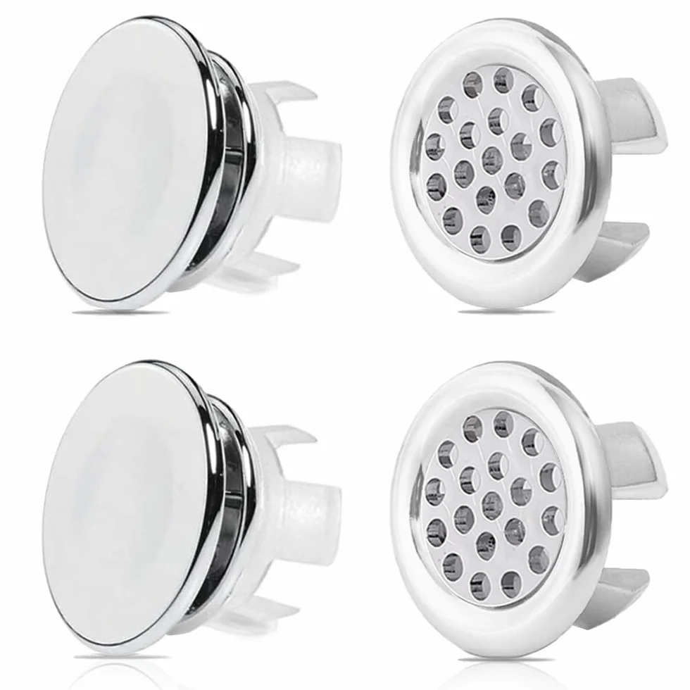 Anillo de Desbordamiento de Fregadero, 4 Pcs Tapa Rebosadero Lavabo, Redonda de Drenaje Insertar en Agujero, Embellecedor Rebosadero Lavabo, para Baño Cocina Repuesto de Lavabo