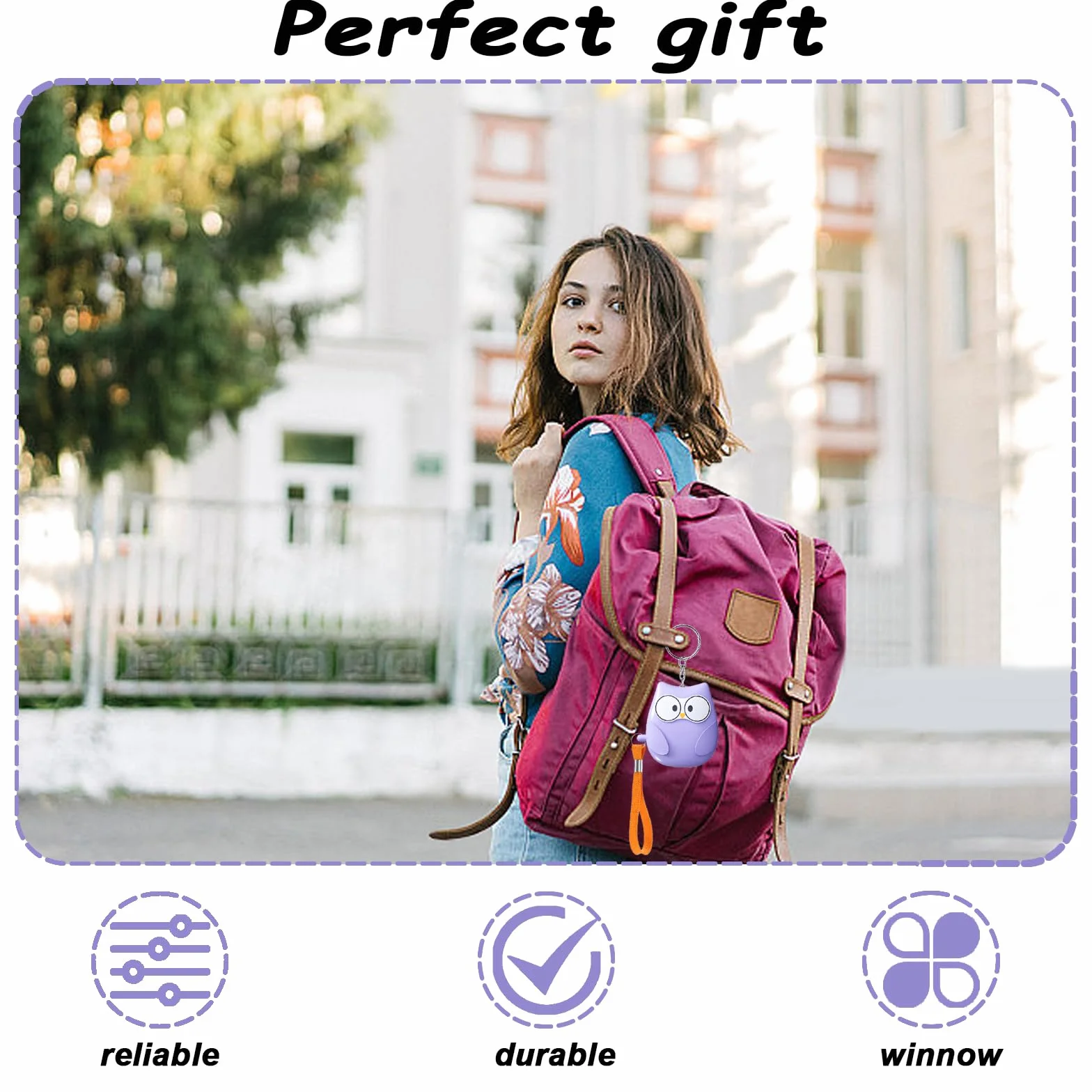 Sporgo 4 alarmas de bolsillo para mujeres: 130 dB – Autodefensa con luz LED y anillo llavero, estilo búho para mujeres, niños, ancianos