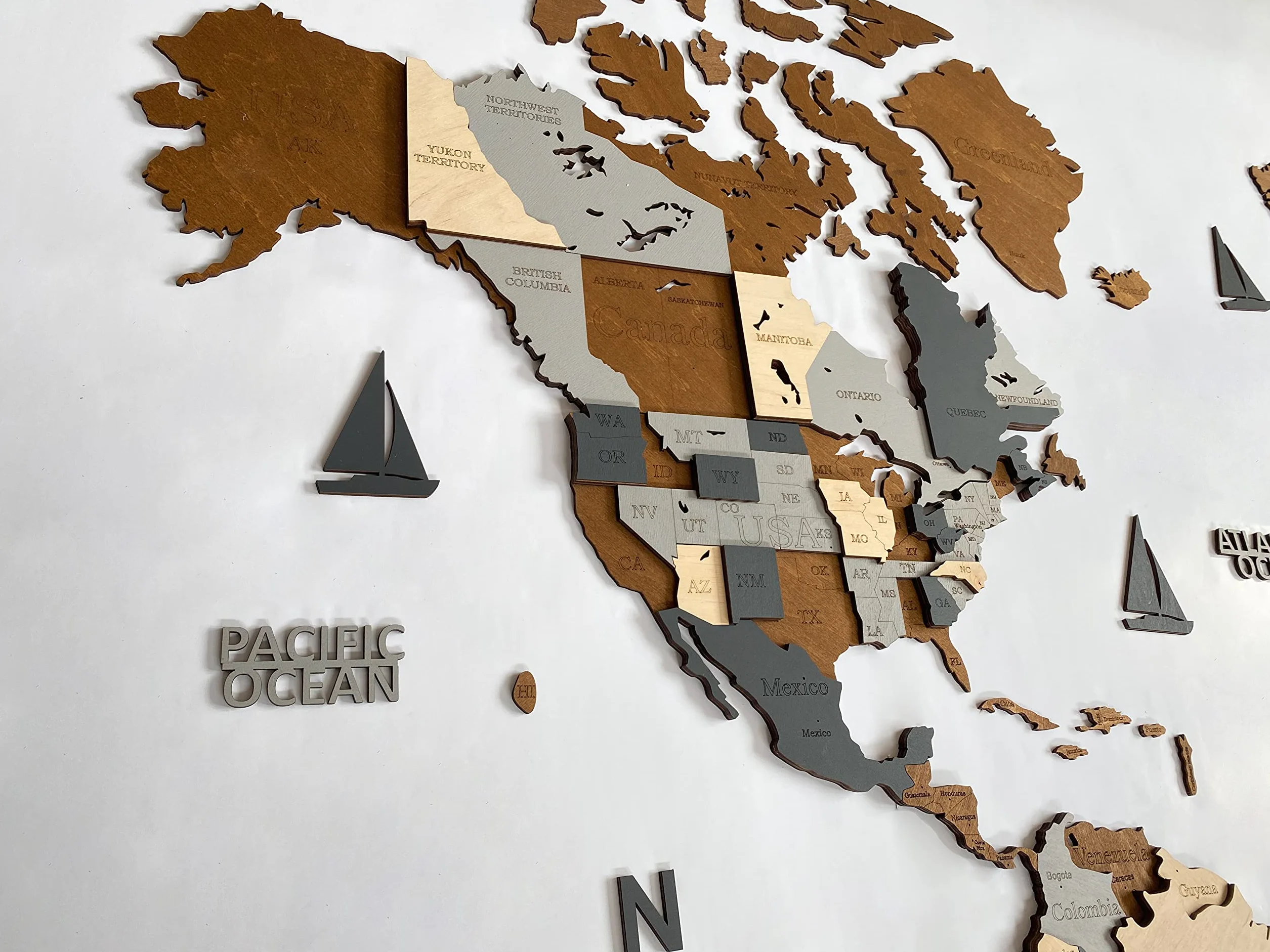 WoodLeo Mapa del mundo de madera 3D Art Decoración de Pared Grande - Talla (M, L, XL) Idea de Regalo para Cualquier Ocasión - Arte de Pared para Casa, Cocina u Oficina