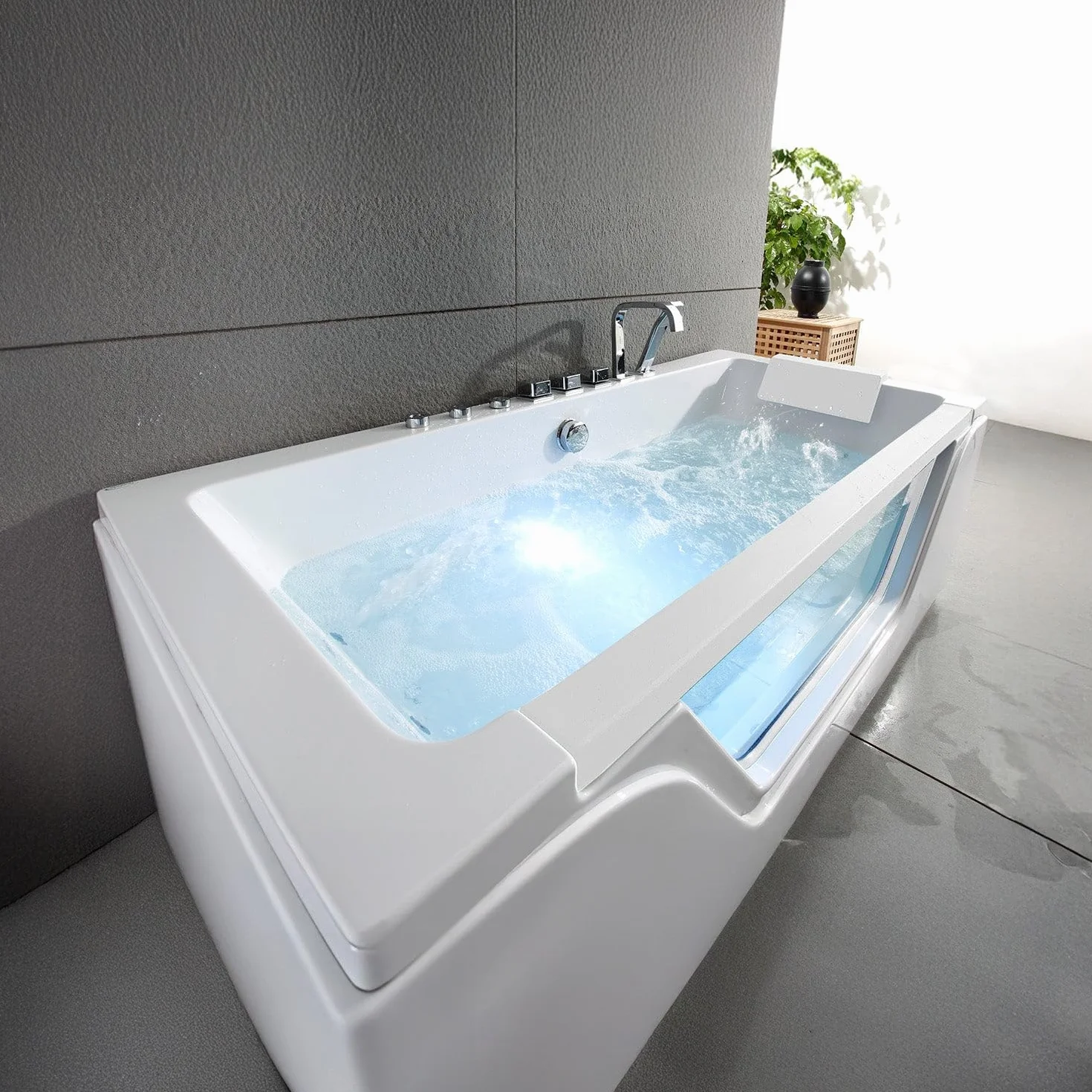 SPALINA Tahiti White Jets - Bañera de hidromasaje con Ojo de Buey L. 170 x l. 78 cm
