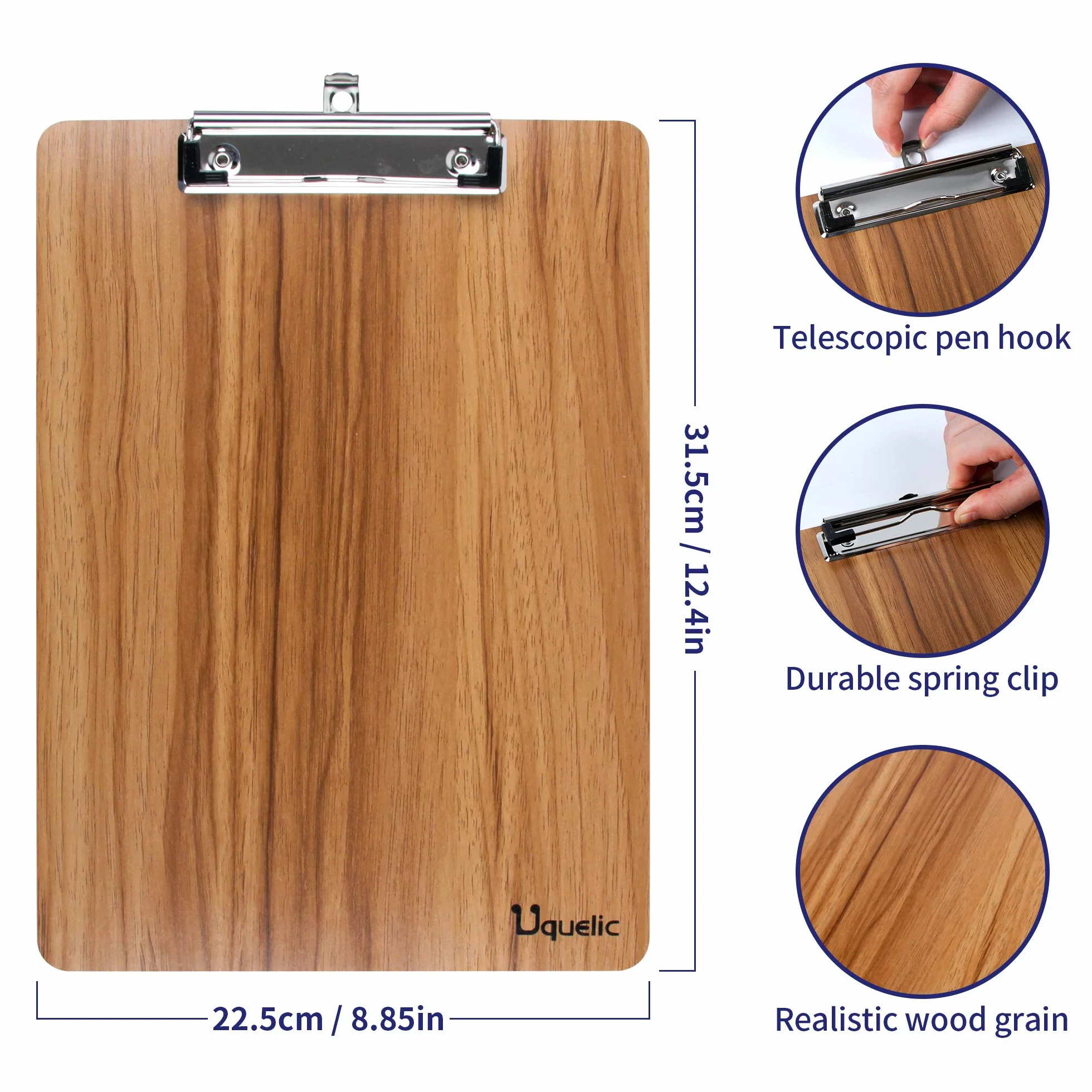 Portapapeles A4 con Pinza Madera Impermeable 15 Piezas Uquelic