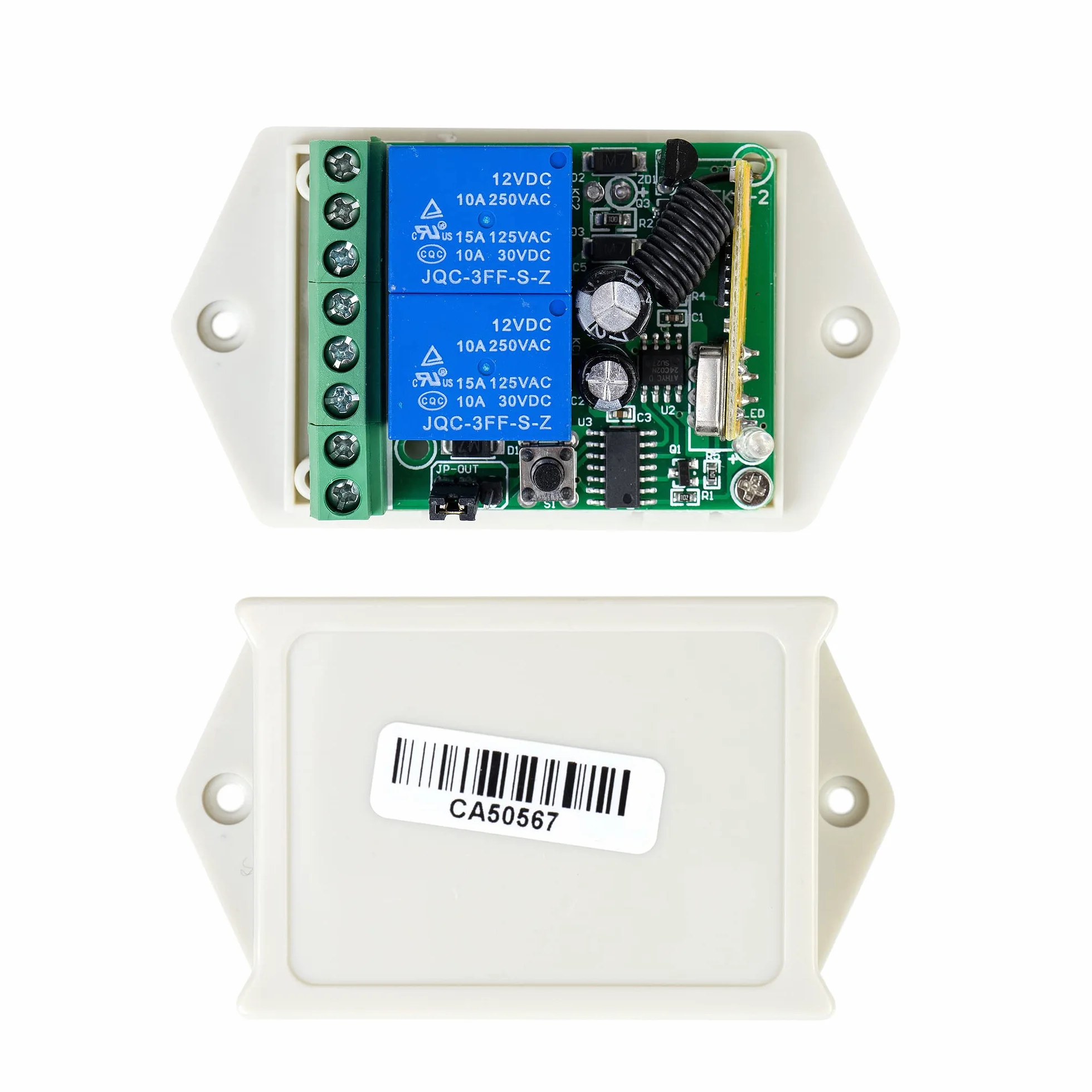 Relé con mando a distancia PNI CA500LR para controlar 1 o 2 puertas de garaje, cancelas, barreras, 2 relés, alimentación 12V