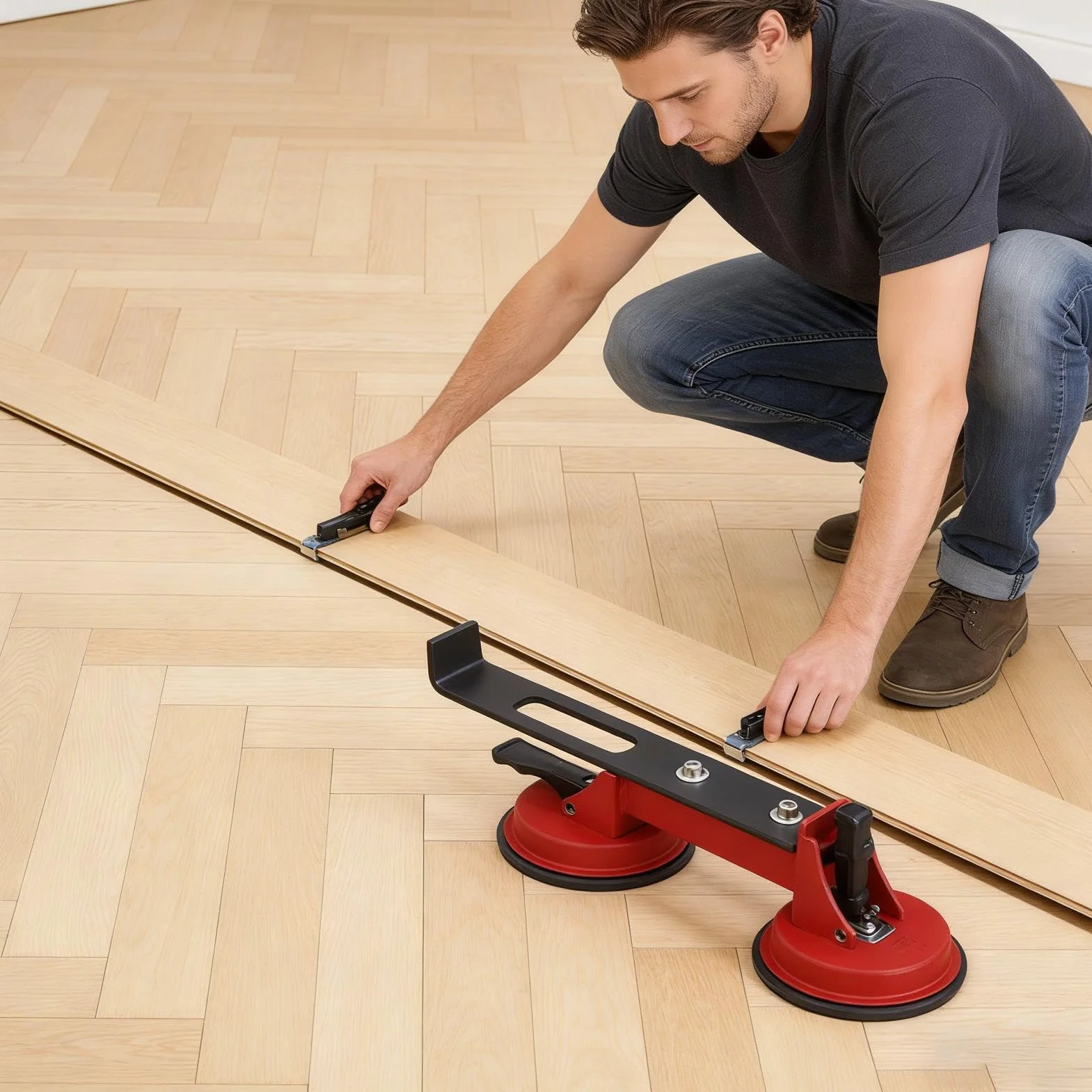 Herramienta Reparadora de Grietas de Suelos Agarrador Multiusos | Reparador de Grietas de Suelo con de Succión para Madera, Azulejos, Salones, Dormitorios, Rodapiés, Baños y Cocinas