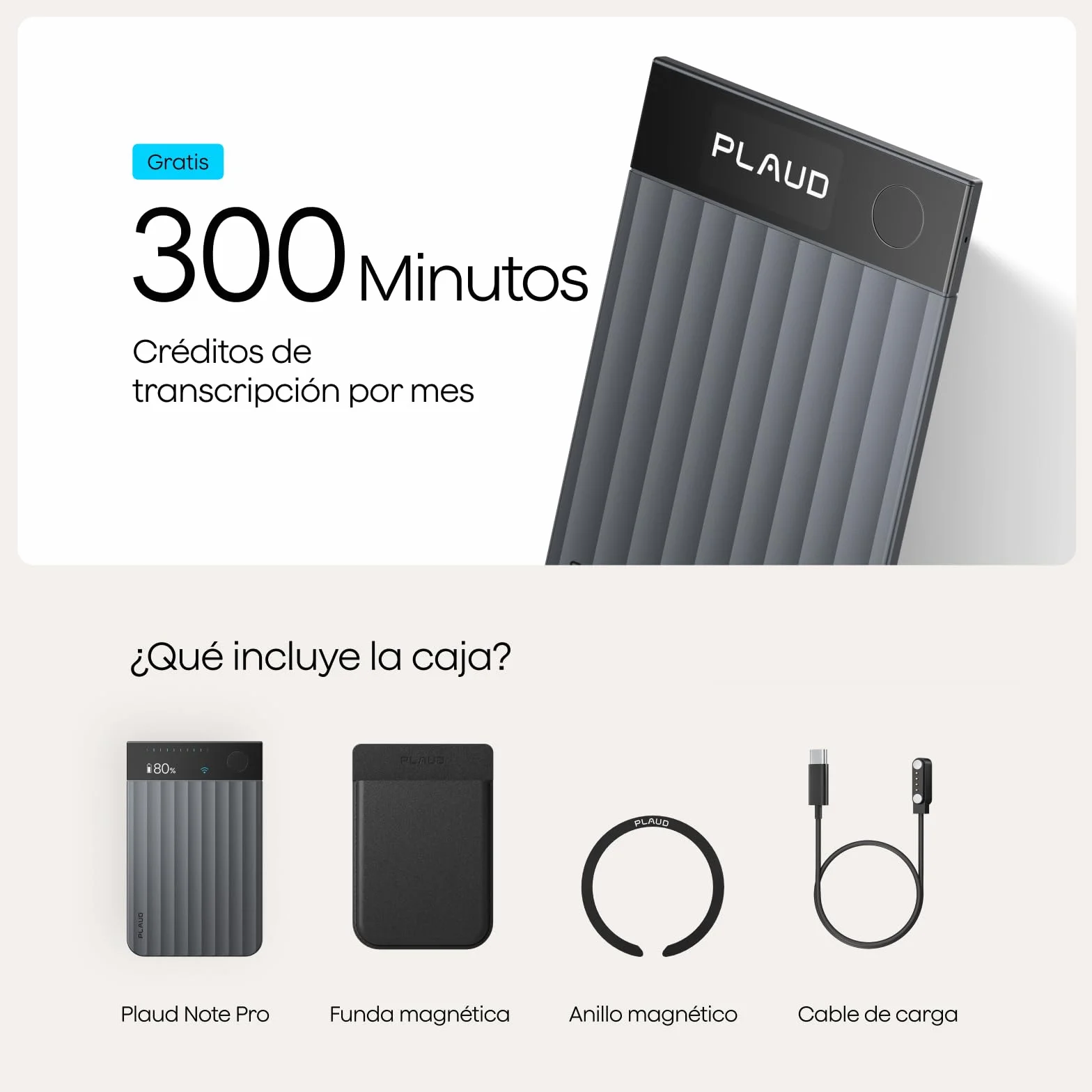 Plaud Note Pro Grabadora de Voz AI con Funda Transcripción IA Resúmenes Multidimensionales Grabación Dual Inteligente 50 Horas