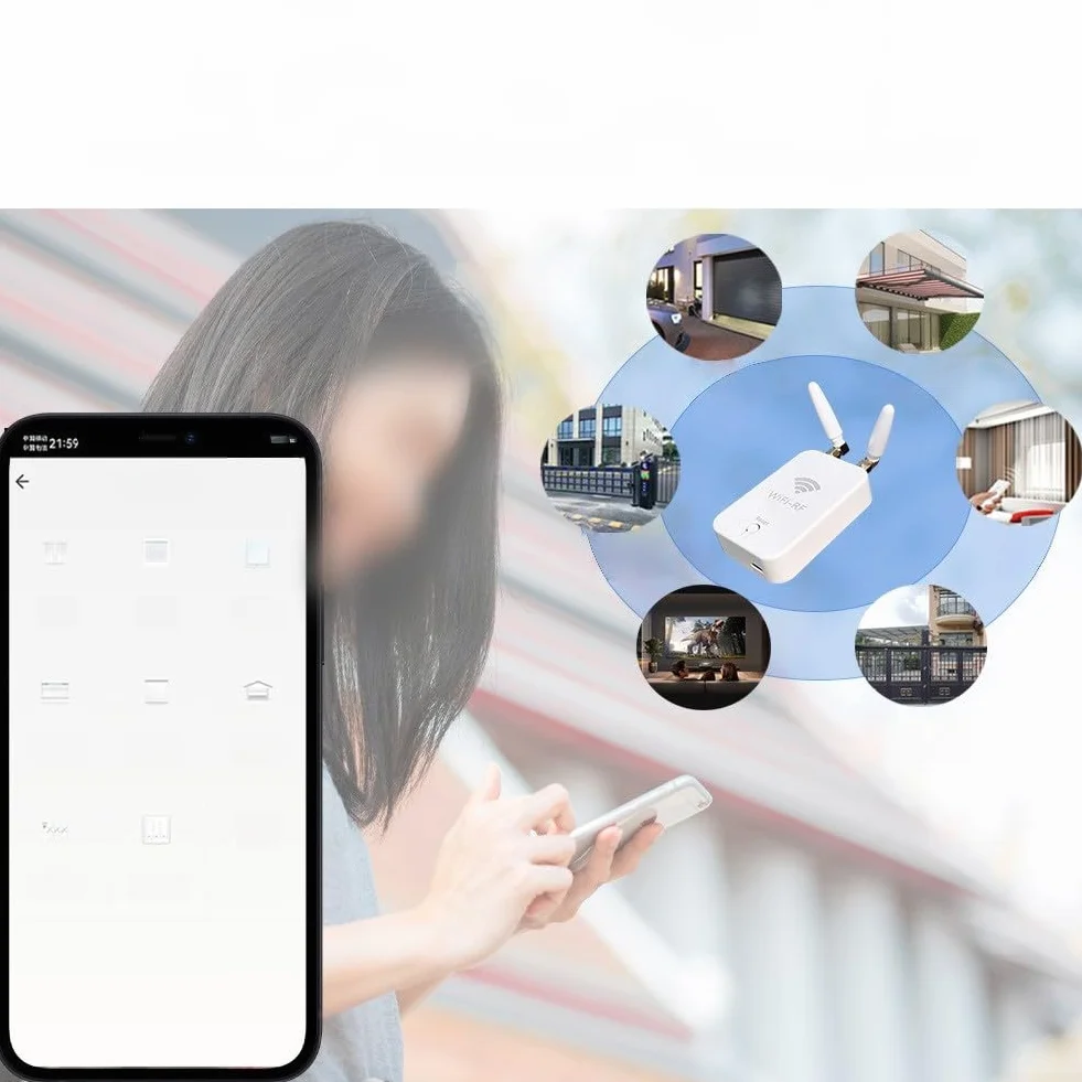 Para Tuya Smart WiFi RF Copiadora de control remoto compatible con puertas eléctricas Persianas enrollables Soporta hasta 10 dispositivos Duplicador de señal inalámbrico de 2.4 GHz para automatización