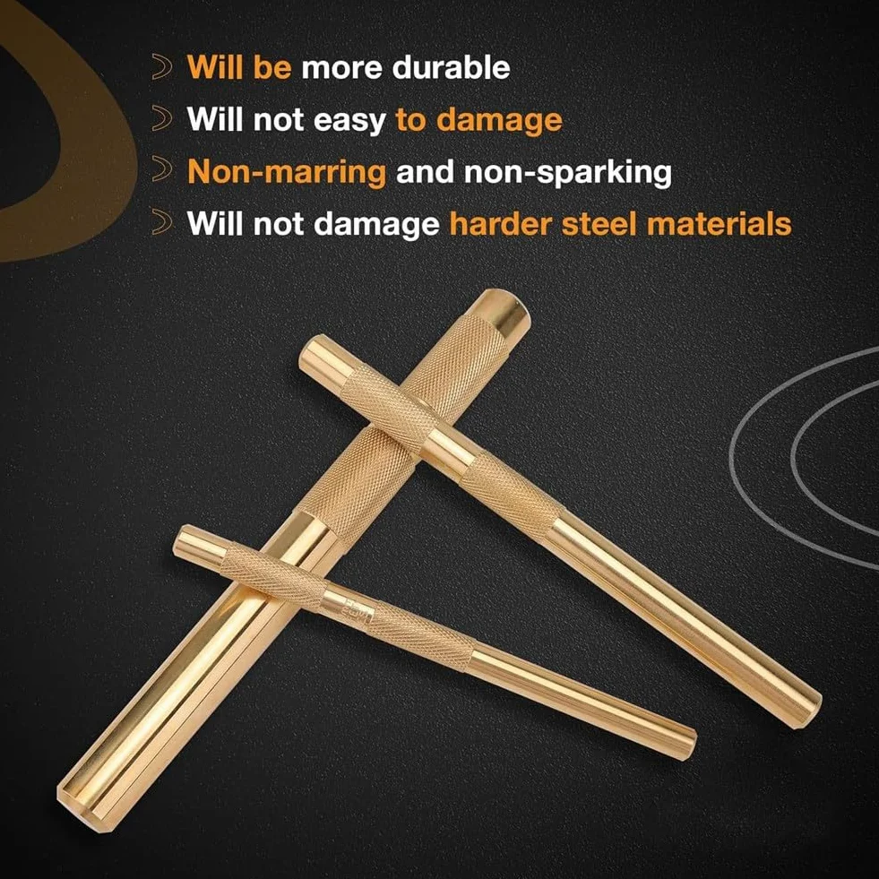 Brass Drift Punch Set, 25075 25076 25077 - Punzones de latón de 3 piezas con 3/4 pulgadas, 1/2 pulgadas, 3/8 pulgadas