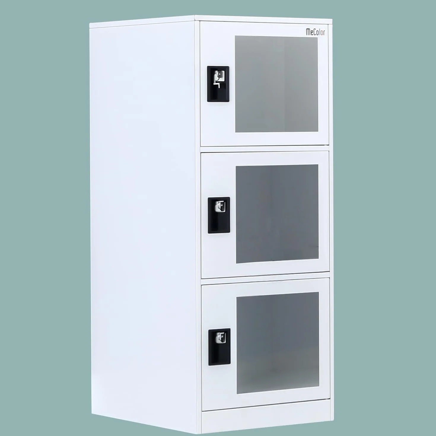 MECOLOR Taquilla Vertical Transparente con Candado, Casillero Metálico 2 o 3 Niveles Blanco