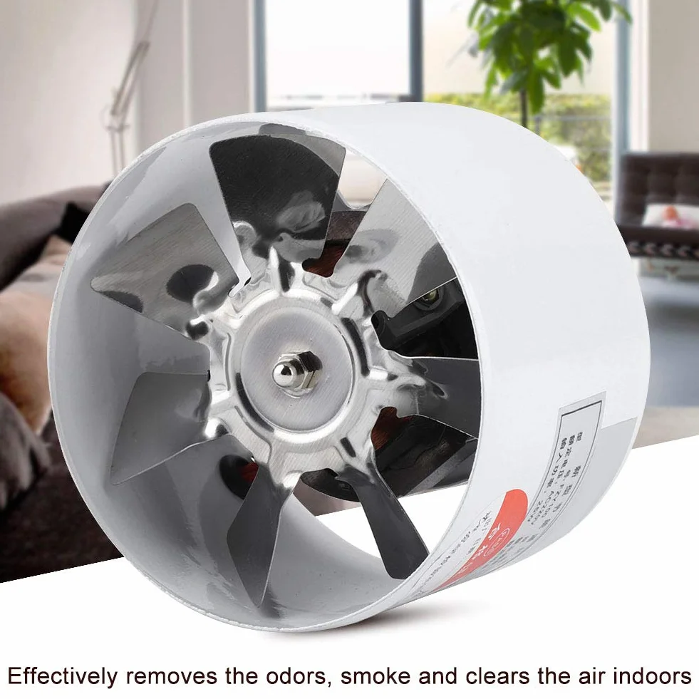 Ventilador de escape de 25W 220V 95mm Ventilador de tubería de consumo de energía montado en la pared con bajo ruido para cultivo hidropónico Carpa Baño Cocina Garaje Suministro de ventilación de aire