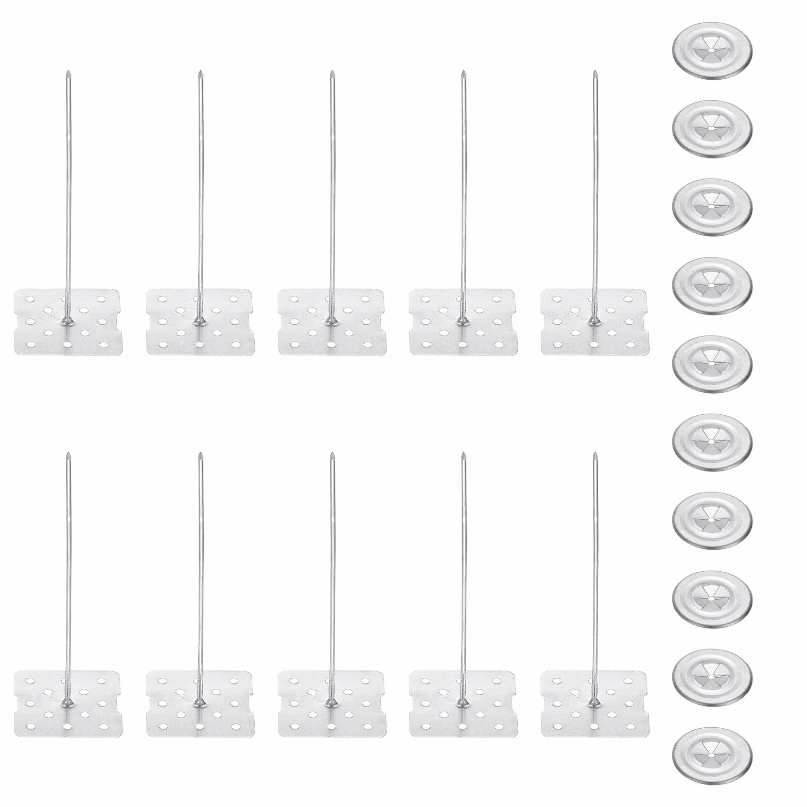 PATIKIL Pines aislantes perforados de 60mm con arandela redonda, 50 unidades de tacos para clavos aislantes de 2 pulgadas para fijar paneles de espuma en paredes o techos
