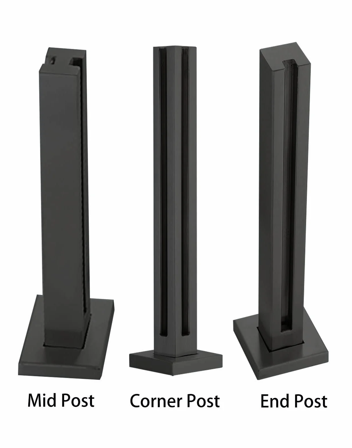 Kit de poste de balaustrada de acero inoxidable 304 de cristal negro para escaleras de pasillo interior de 90 cm de altura