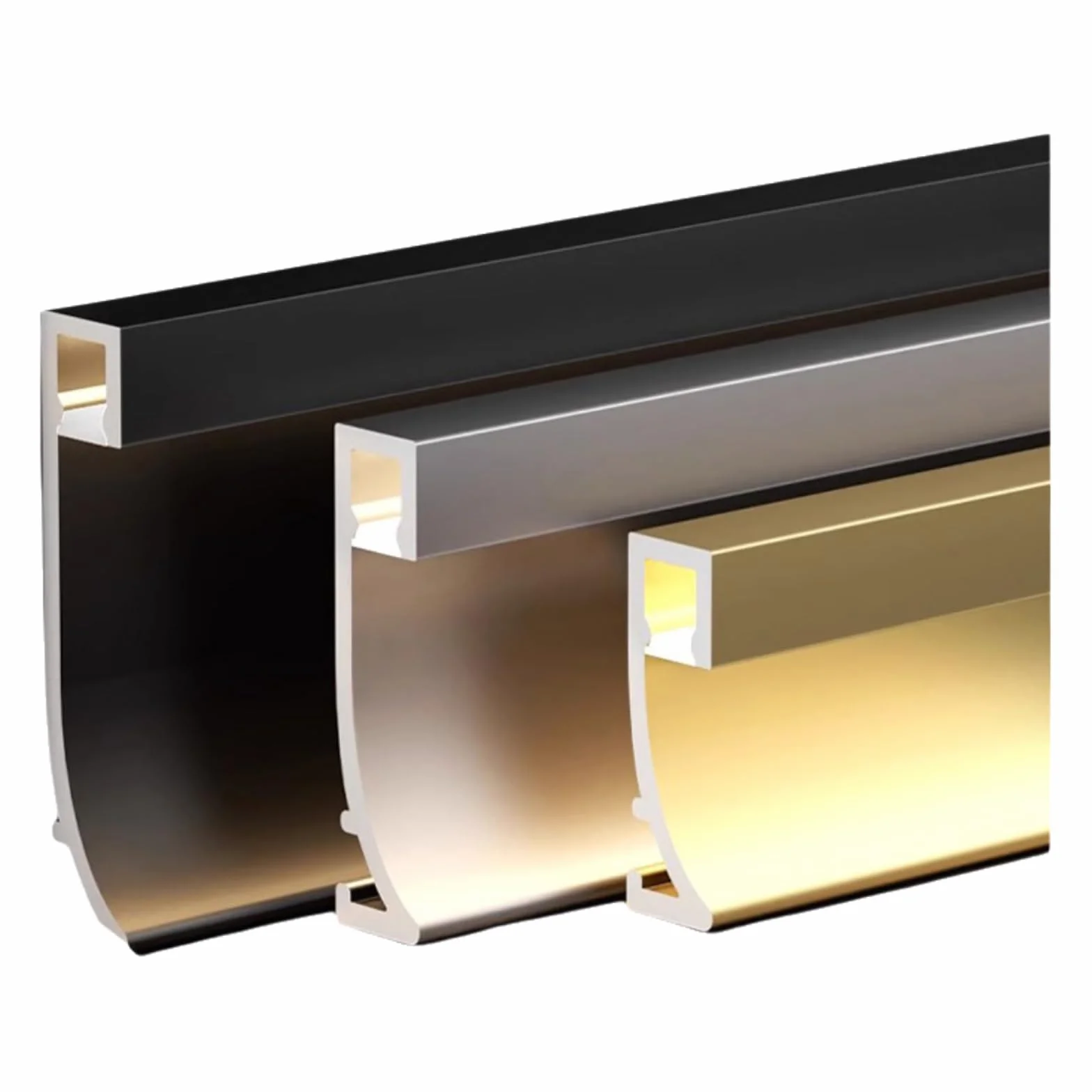Zócalo de Perfil de Aluminio LED, Tira Decorativa con Ranuras, moldura de zócalo con iluminación integrada, Base de Pared con iluminación LED de Canal para Pasillo y Escalera Black 4cm