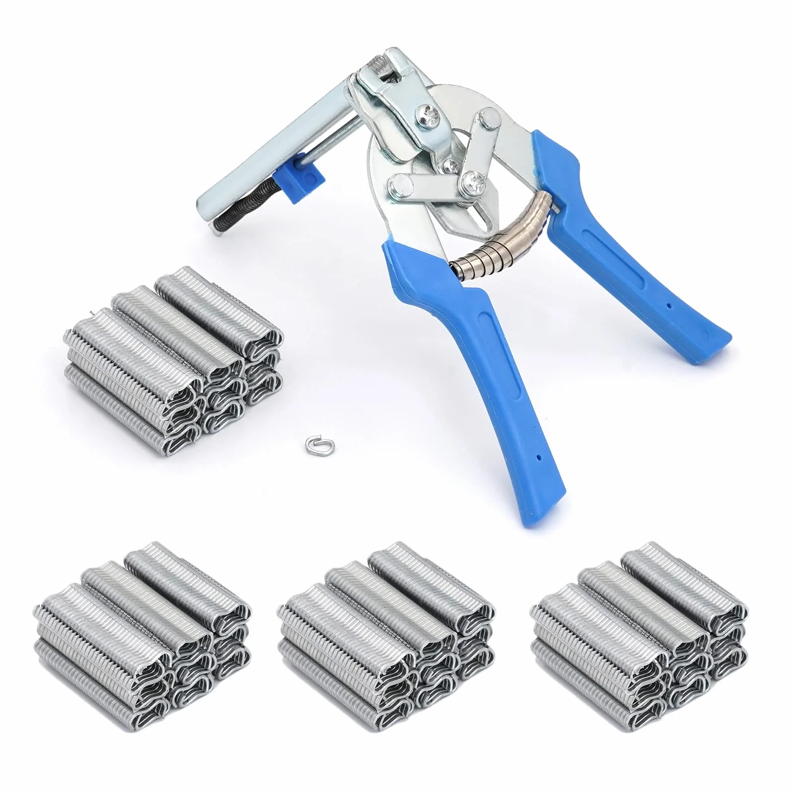 Alicates Para Anillos de Clavos Tipo M Multifuncional con 2400 M-Ring Alicates Para Cerdos, Pollos y Conejos Jaula y Aves de Corral InstalacióN Valla ReparacióN Herramienta de Mano (Azul)