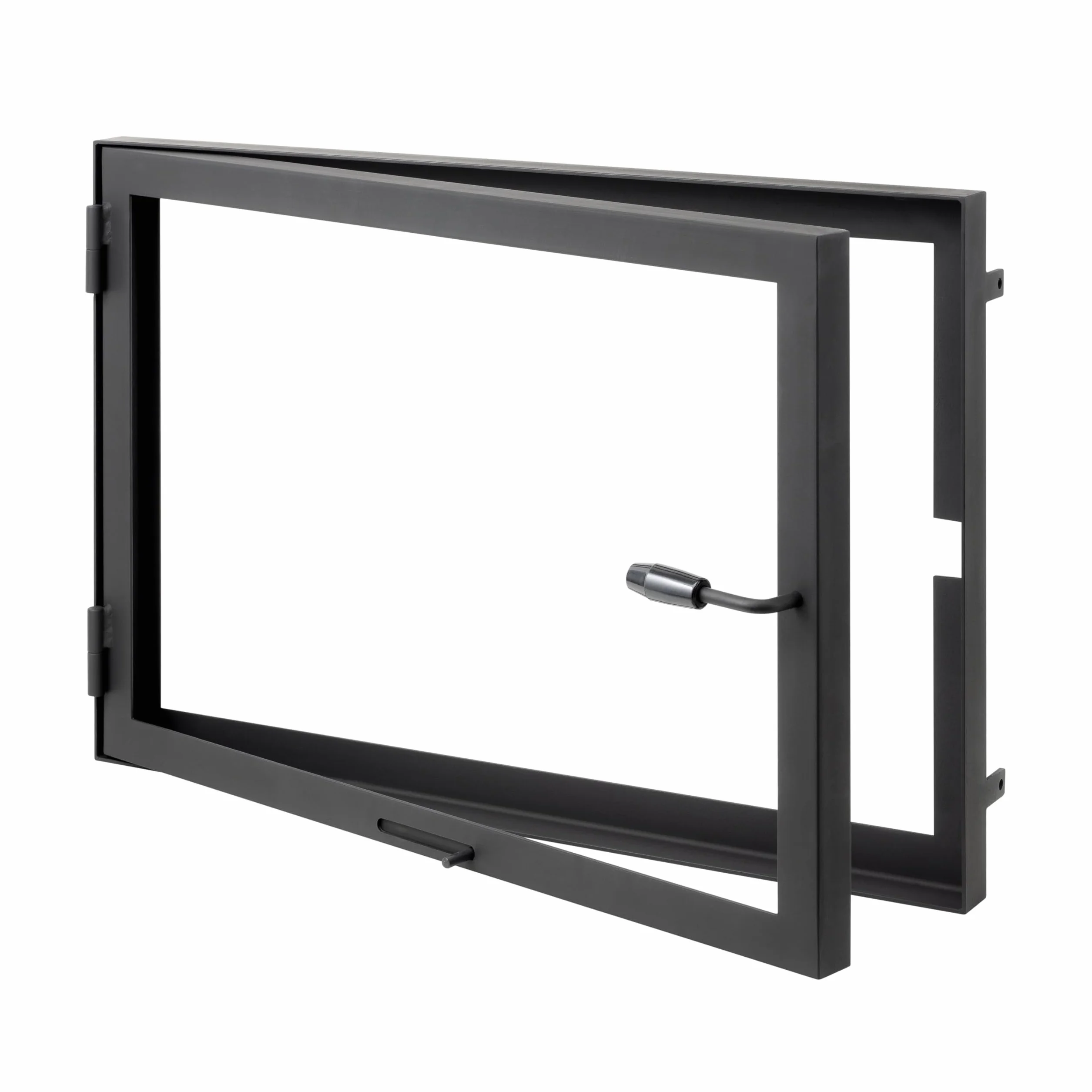 Puerta de Horno de Chimenea con Cristal para hornos de Pizza y Acero para Caldera. Apertura: Izquierda | Tirador a la Derecha. Ventana Grande. (70x52)