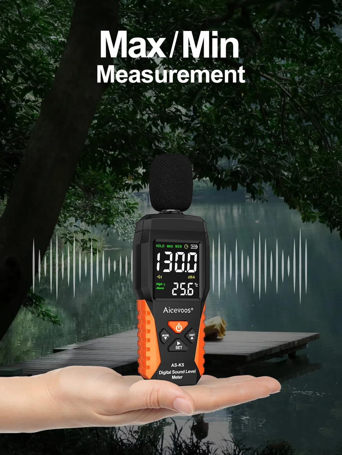 Sonómetro Homologado Medidor Decibelios 30~130 dB Ponderación A MAX/MIN