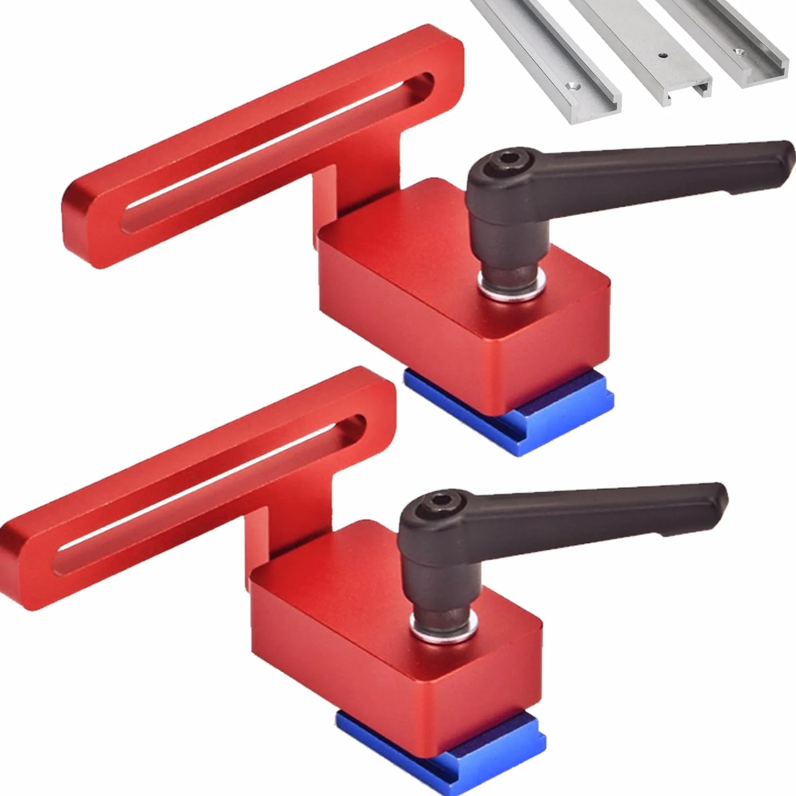 2 topes de aleación de inglete, tope de carril guía, ranura en T, tope de carril inglete, tope de pista de inglete de aleación, para banco de trabajo de madera, rieles en T