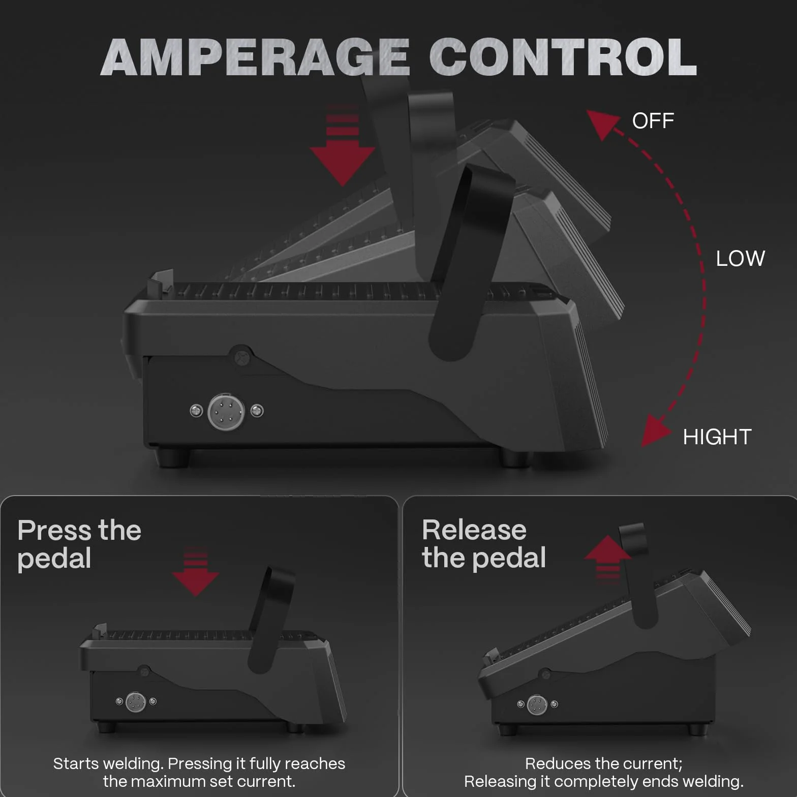 ARCCAPTAIN TIG - Pedal de soldadura de 5 pines para ARCCAPTAIN TIG200 TIG200P TIG200PACDC TIG205PRO TIG205PRO Área de contacto más amplia y pedal de pie con diseño de correa