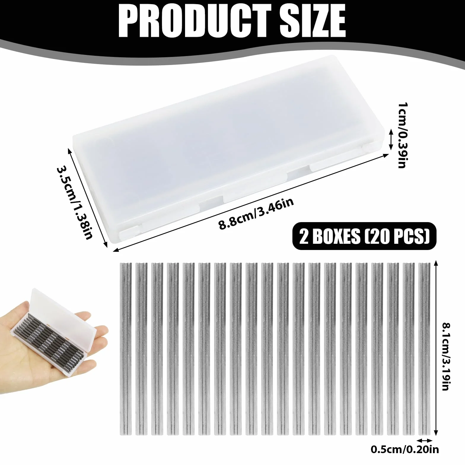 20 Piezas Cuchillas Cepillo Electrico, 82mm Cuchillo Reversible, Professional Cuchilla Para Maquinaria De Carpintería, Para Cortar Duras Blandas Tablero De Madera (82 x 5,5 x 1,2 mm)