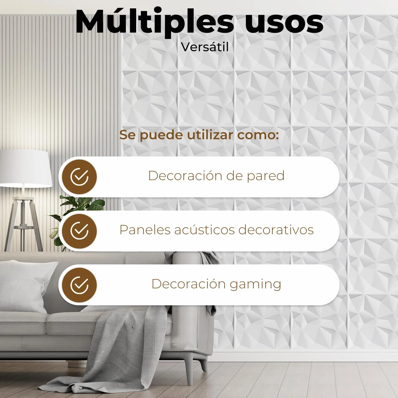 AMARA DECO - 30 unidades Paneles Decorativos Para Pared PVC 3D 30x30cm + Cinta Doble Cara Adhesiva. Revestimiento de Paredes PVC y Decoracion Gaming, Resistentes al Calor y Faciles de Limpiar