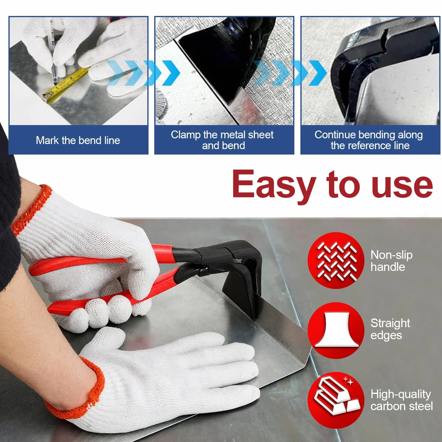 3 Piezas Juego de Alicates Doblar Chapa Alicate Plegar Chapa Dobladora Portátil Manual (0°, 45°, 90°) 22 mm de Mandíbula para Reparadores Entusiastas del Bricolaje para Doblar y Enderezar Chapas meta