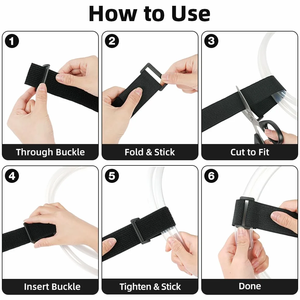 HOTUT Bridas Reutilizables para Cables de 6m x 3.8cm con 25 Hebillas, Ajustables de Nylon con Gancho y Bucle, Cortables a la Longitud Deseada, Cintas de Sujeción para Organizador Management de Cables