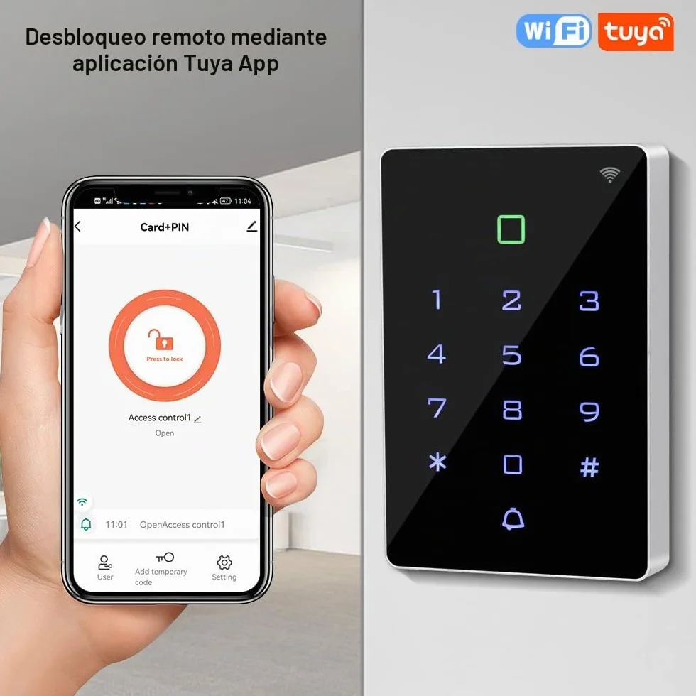 WiFi Tuya Control de Acceso RFID Teclado Inalámbrico IP68 Controlador de Acceso Impermeable WG26 / 34 Desbloqueo del Sistema + Tarjeta Clave 10pcs