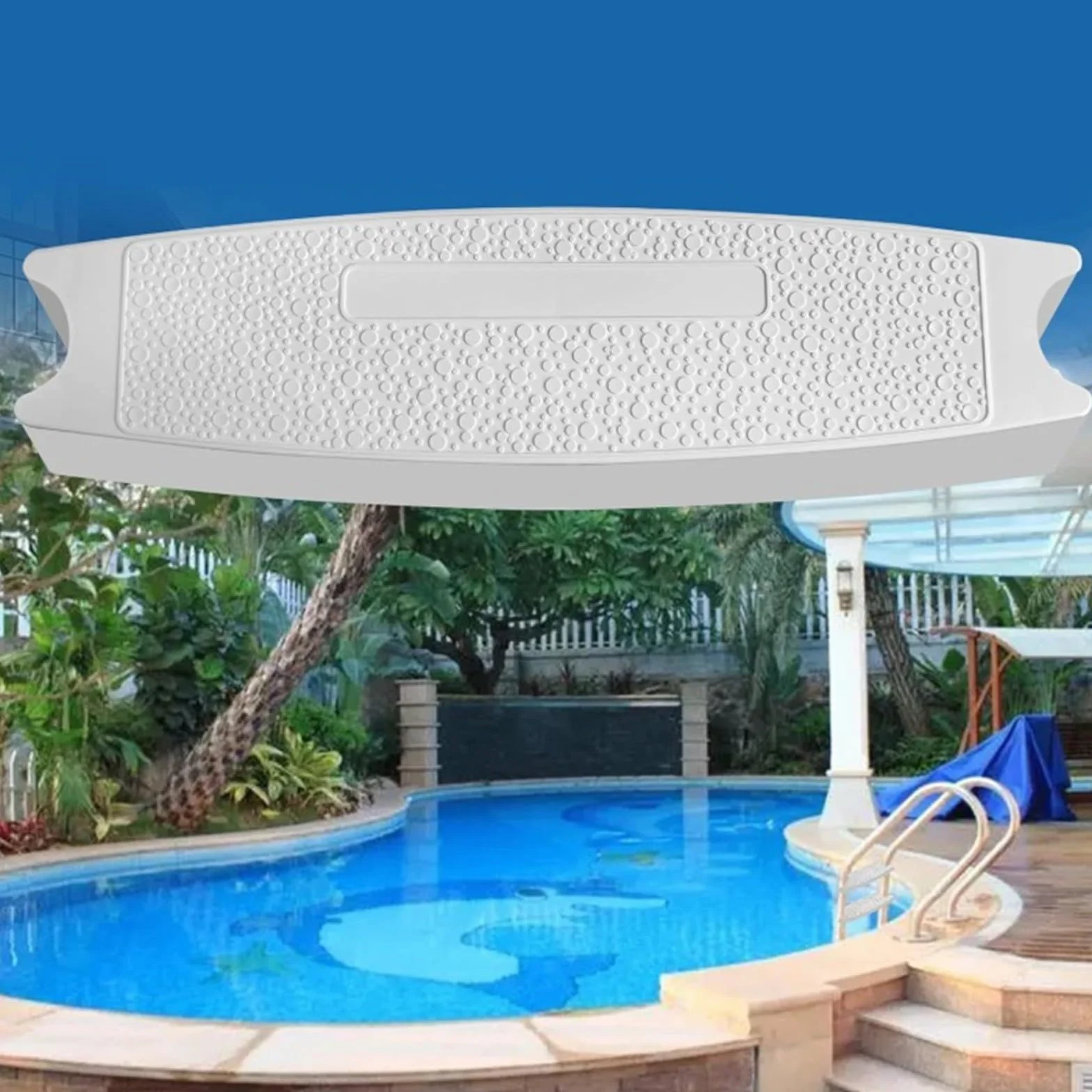 Paquete de 3 escalones de repuesto antideslizantes de plástico con lunares para escaleras de 19 pulgadas de diámetro, piezas de escalera de piscina ABS resistentes con pernos, color blanco