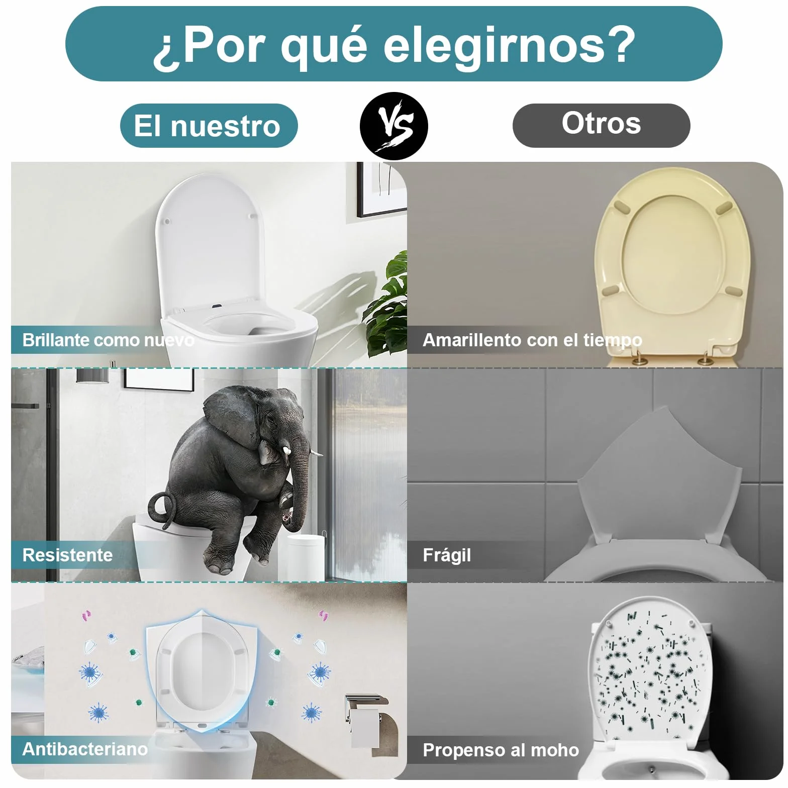 Tapa WC Universal Amortiguada D-Forma 430x360 mm, Duroplast Blanco