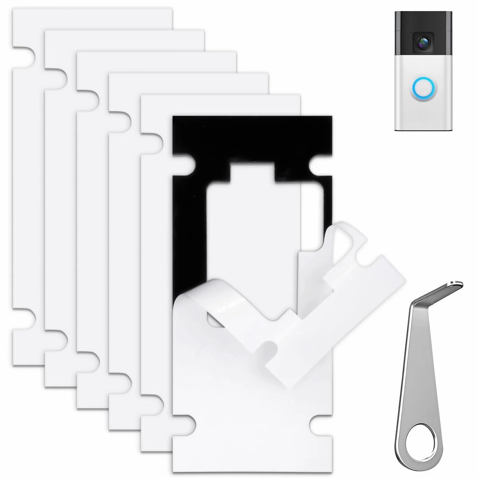 Vicloon Soporte Timbre Ring 2024, 6 Autoadhesivo Sin Taladro, para Ring Battery Video Doorbell 2024, Accesorios Ajustables
