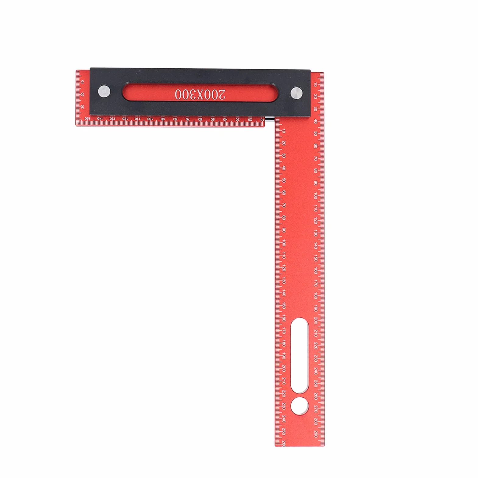 Escuadra de carpintería de 300 x 200 mm, escuadra de aluminio en forma de L para enmarcar, escuadra de carpintero de 90 grados con valla de tope, escuadra ligera anodizada de ángul
