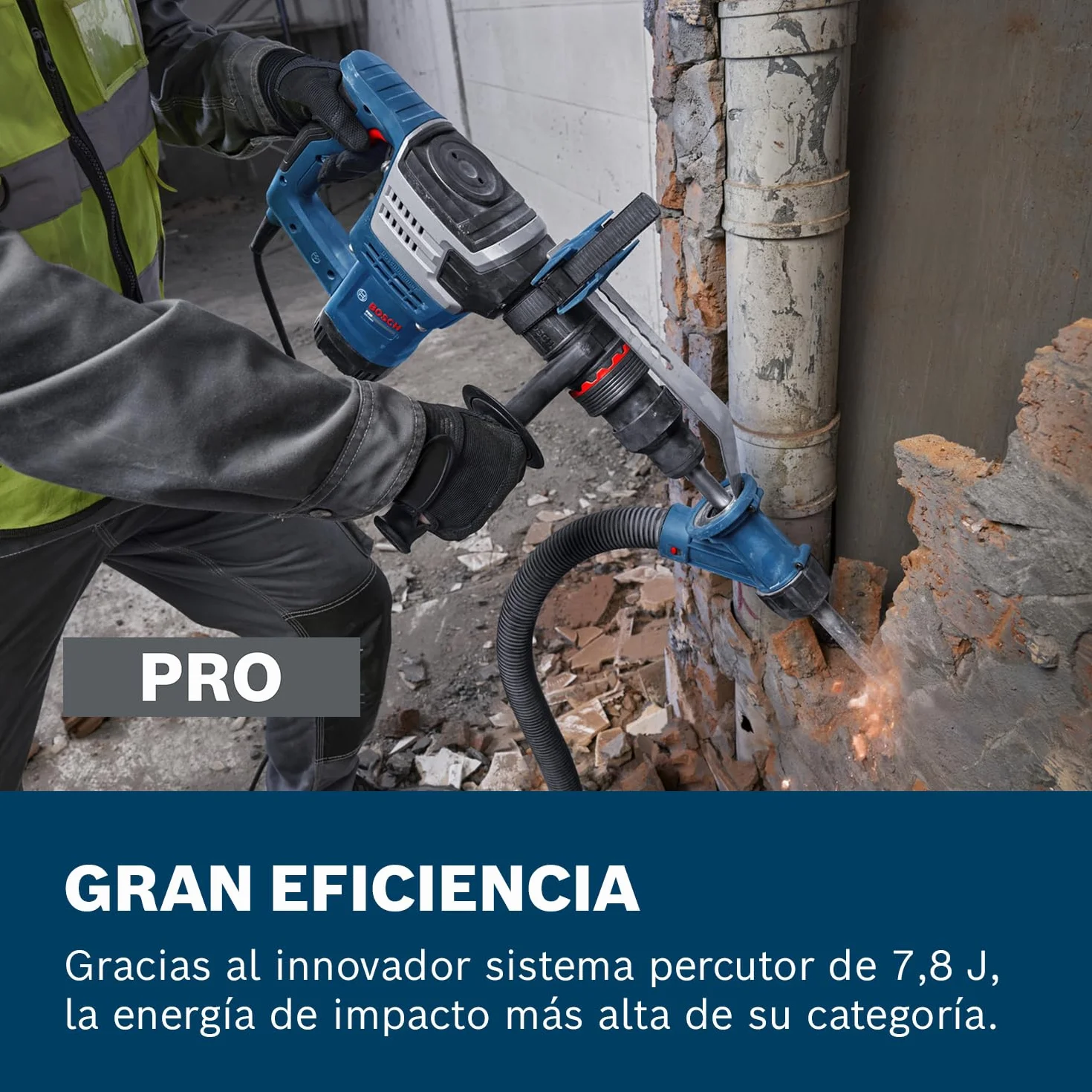 Bosch PRO Martillo de demolición con cable GSH5MX (incl. cincel en punta SDS MAX 280 mm, empuñadura auxiliar recta, estuche de transporte)