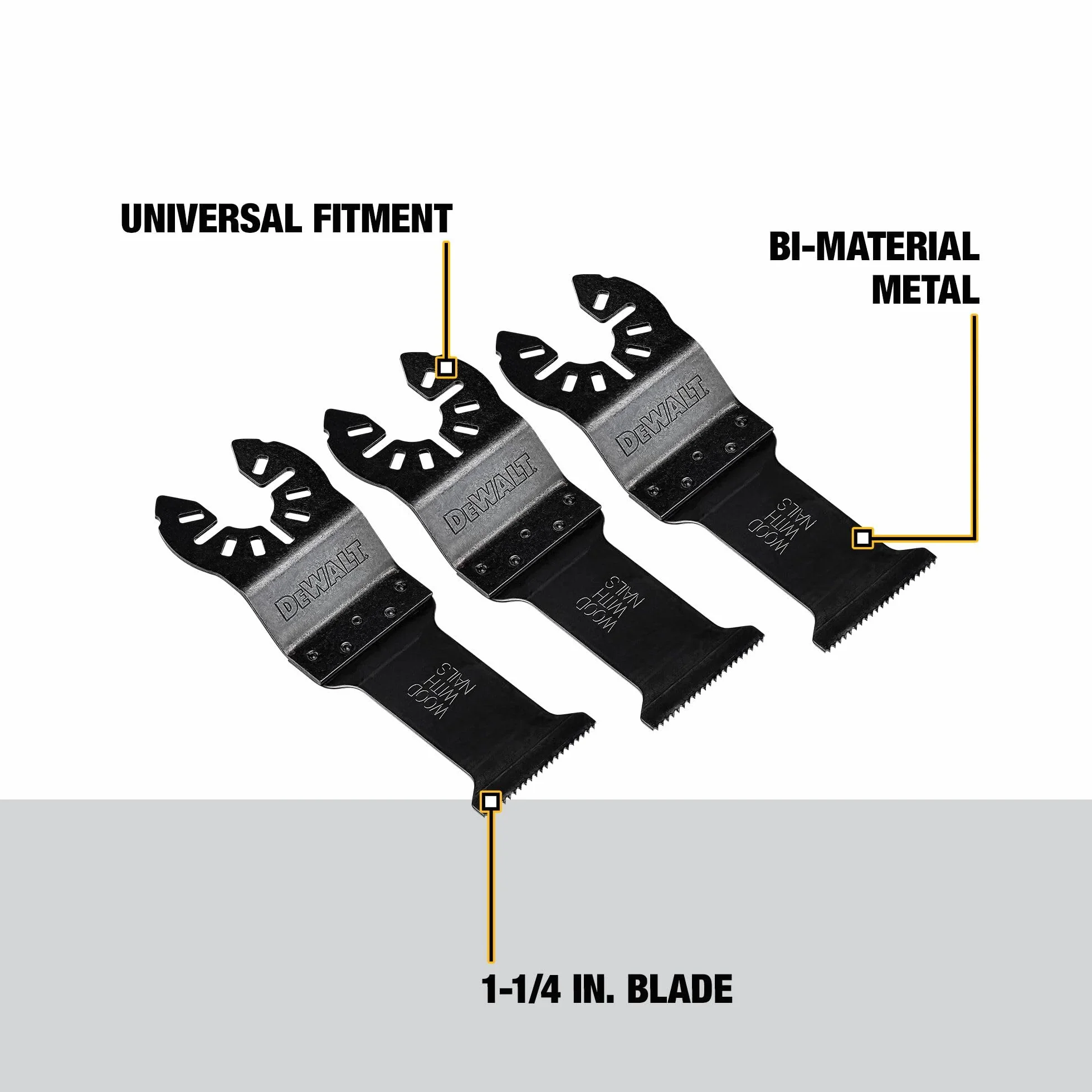 DEWALT Cuchillas oscilantes para madera con clavos, paquete de 3 (DWA4203-3), color negro
