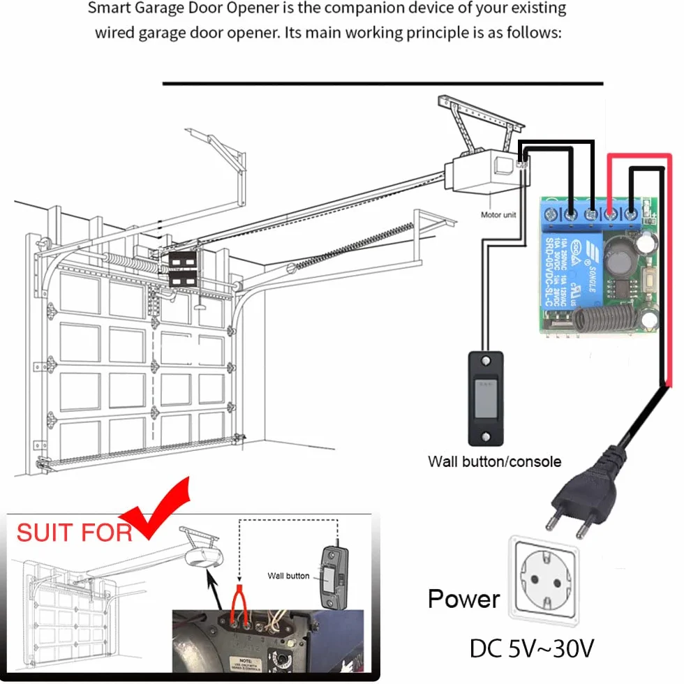 DieseRC 5V - 30V Interruptor Remoto por Radio 1 Canal Receptor de relé de Control de Radio 12V 24V con transmisor Llavero Control de relé de Contacto Libre de potencial