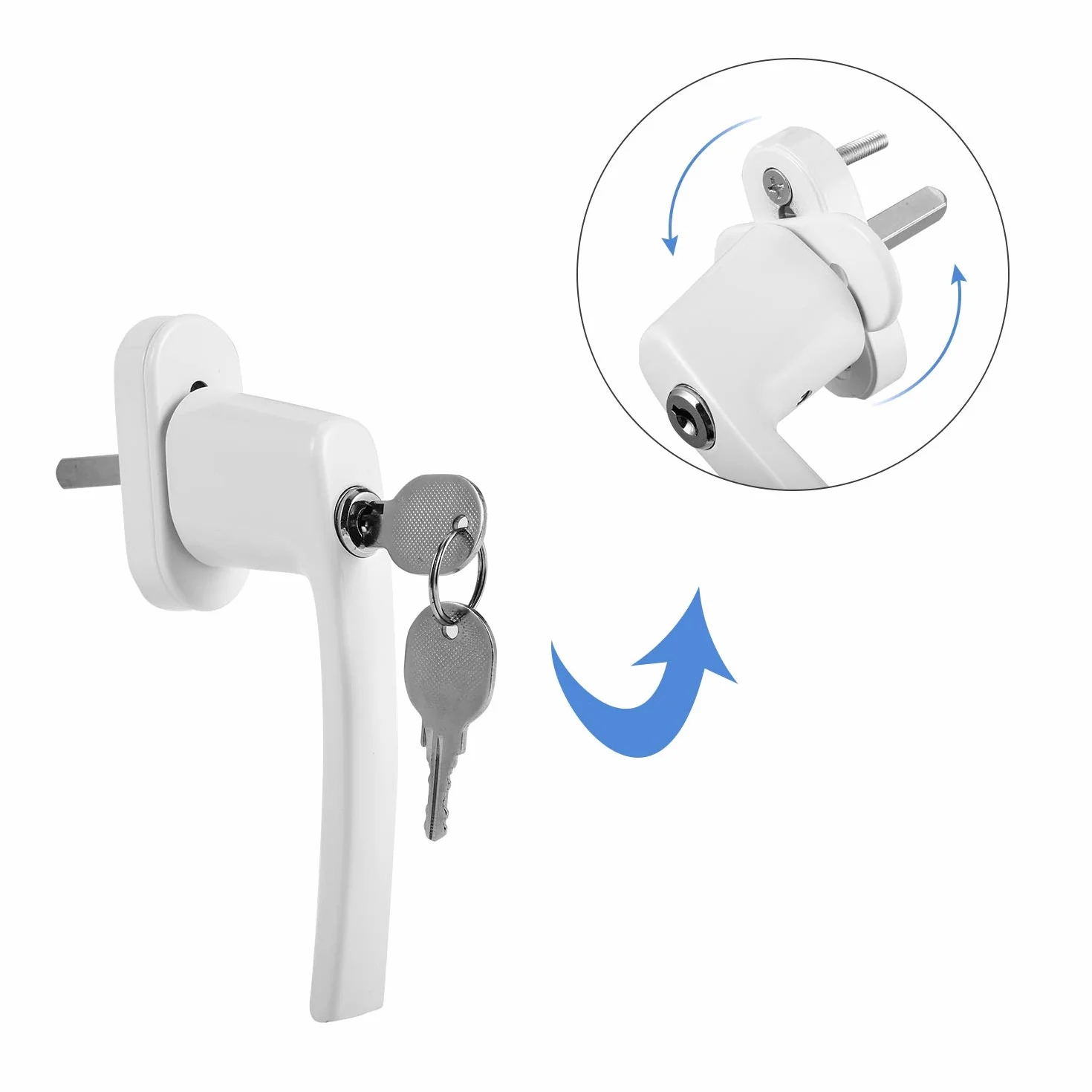 Sonnewelt 4 tiradores de seguridad para ventana con cerradura, aluminio, seguridad infantil con cerradura de 35 mm de longitud, cierre con llave, mango de ventana blanco