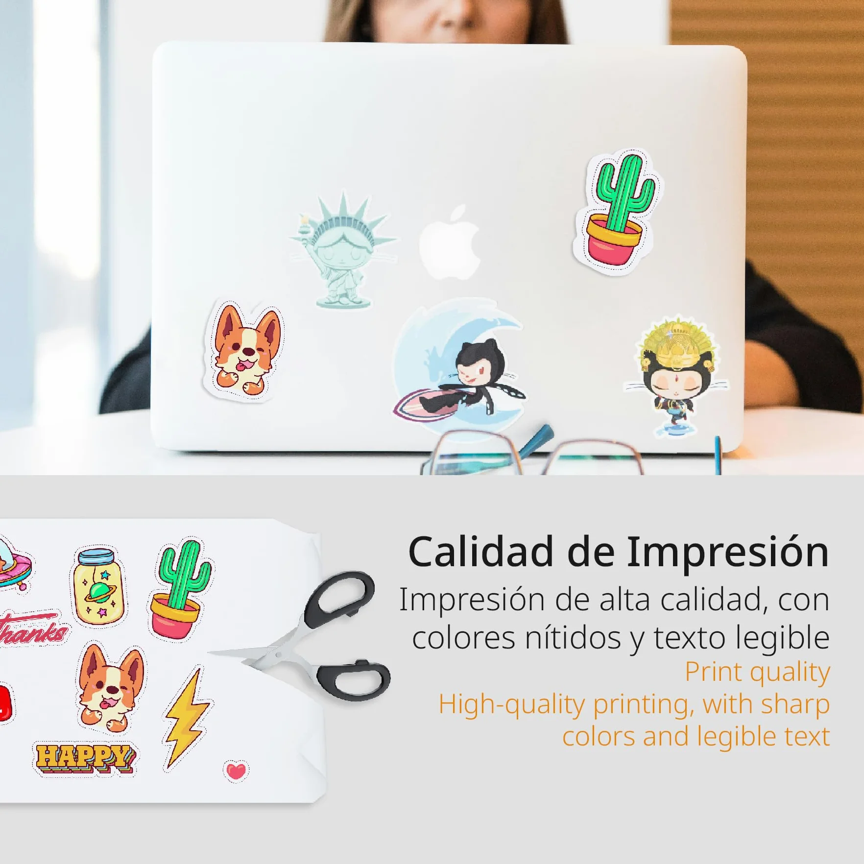 Ofituria Etiquetas Adhesivas Blancas Papel A4 Adhesivo Seguro para Imprimir Pegatinas Personalizadas (25 hojas)