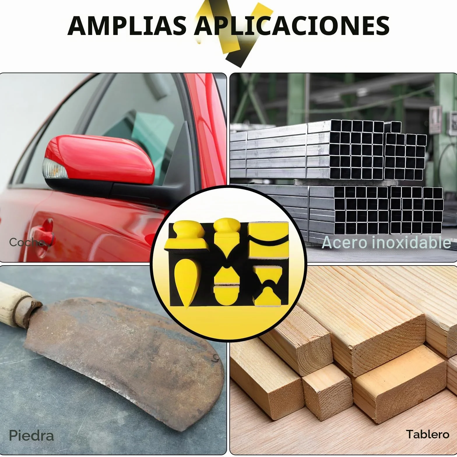 Ensemble de 9 Bloques de lijado,gancho bucle mano bloque, almohadilla placa de respaldo, ponçage à crochets Forme convexe et concave pour le travail du bois, meubles, la peinture automobile