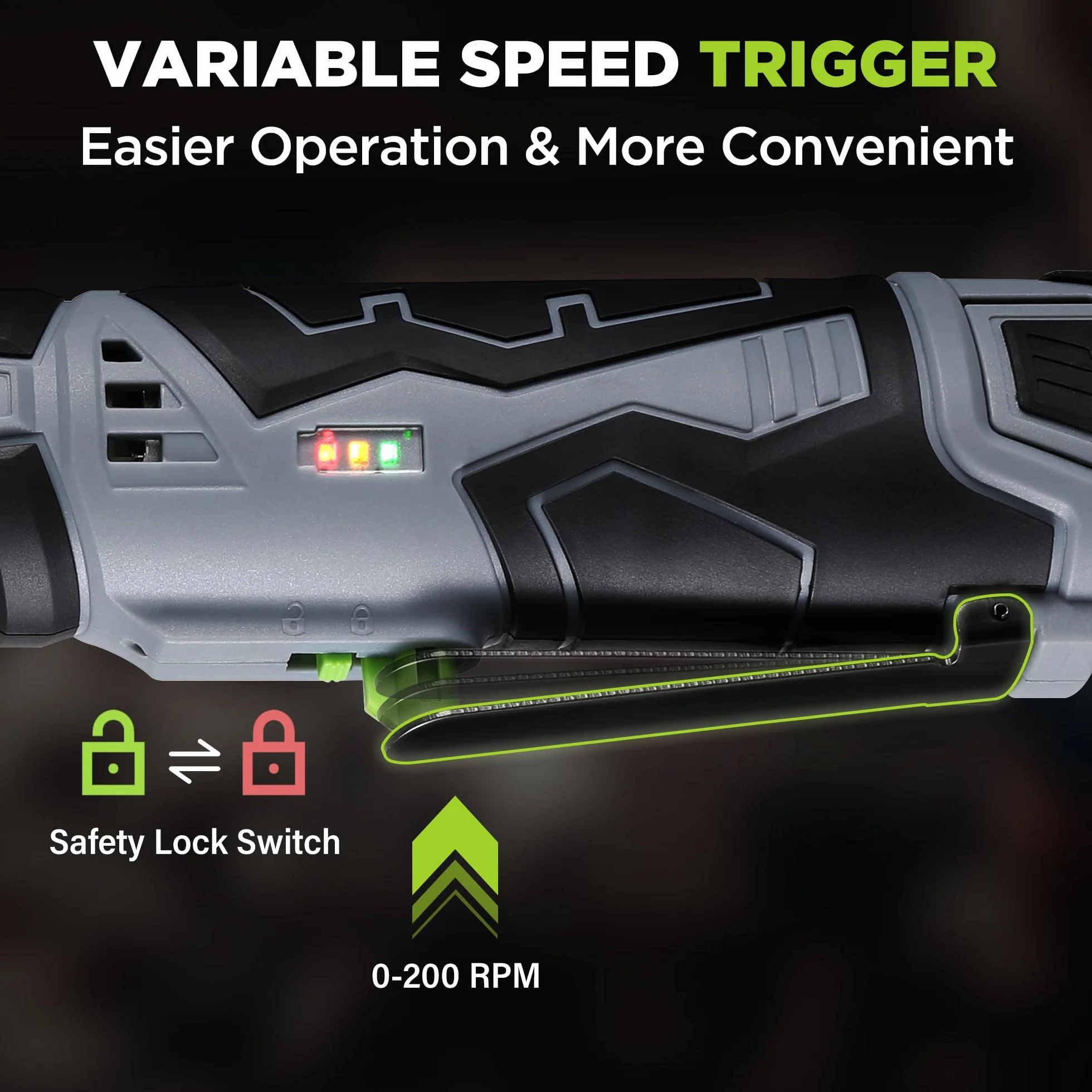 WORKPRO Llave de Carraca Eléctrica Extendida, 12V Atornillador de Impacto