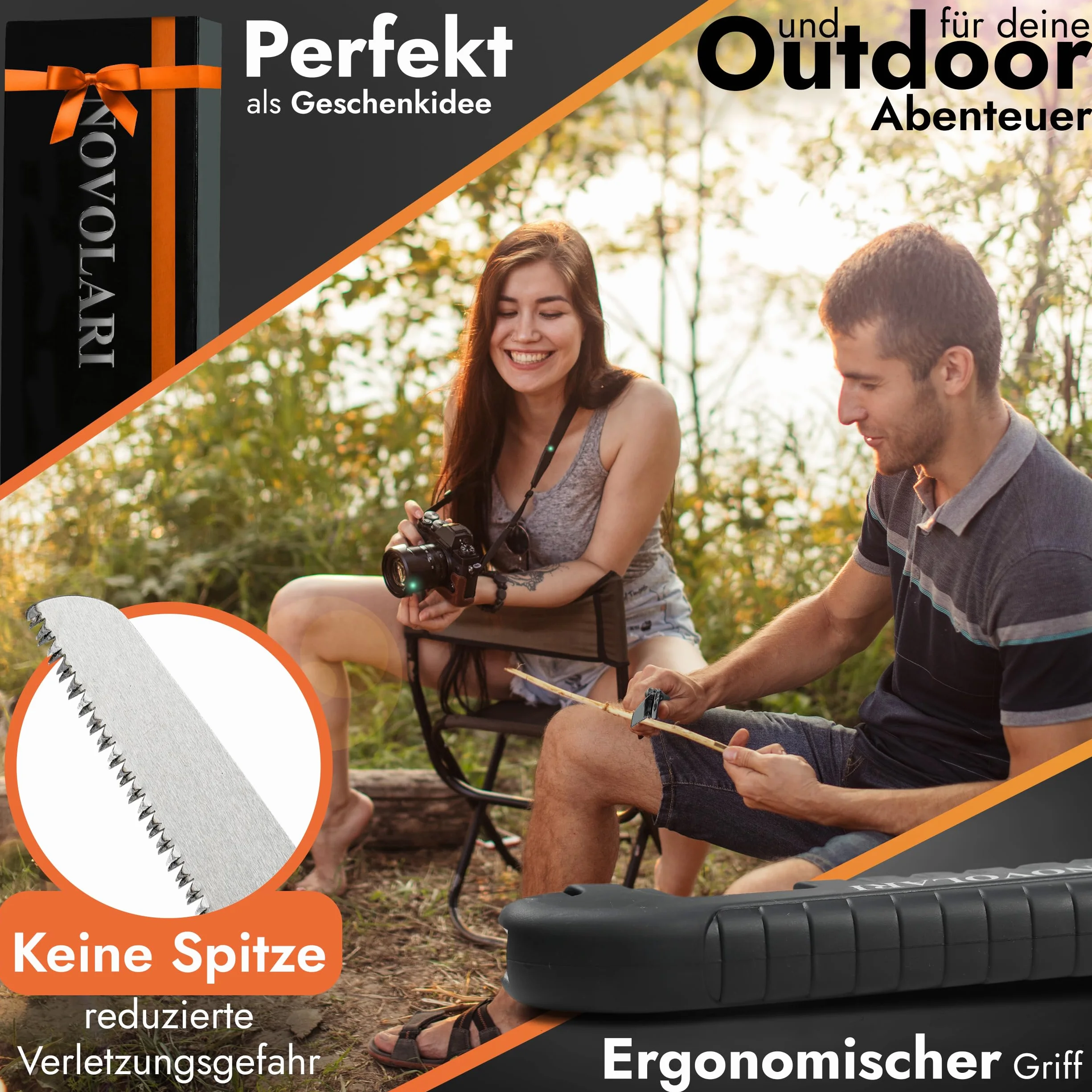 Sierra plegable premium de 20 cm, cuchillas japonesas patentadas, irrompibles, incluye funda para cinturón, sierra 2 en 1 para madera, aluminio, plástico, supervivencia, exterior, camping,