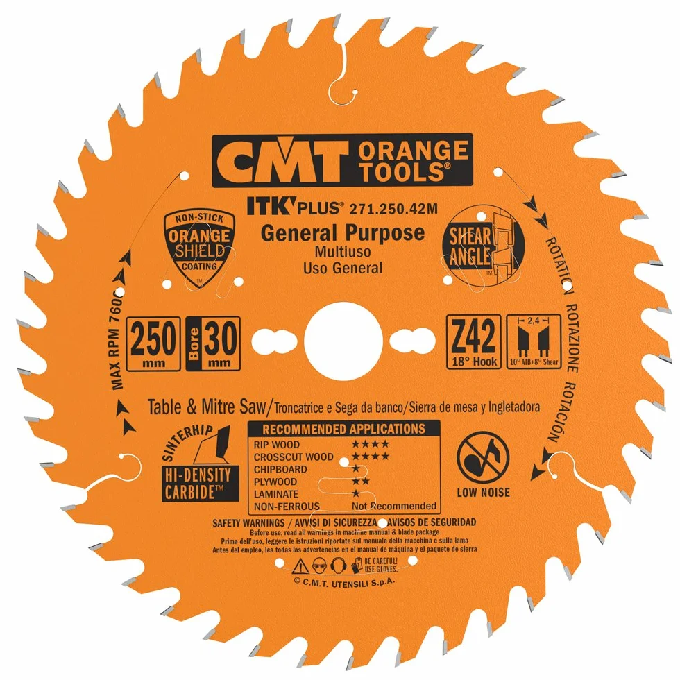 CMT Orange Tools 271.250.42M - Sierra Circular(ITK Plus) Uso General HW 250x2.4/1.6x30 Z42 ATB+S