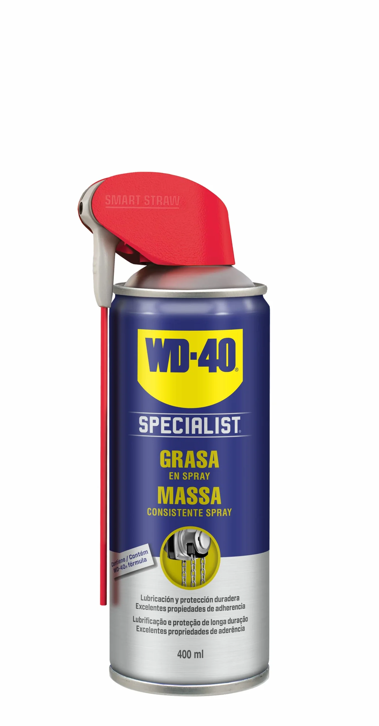 WD-40 Specialist Grasa en Spray 400 ml – Lubricante de Alta Adherencia para Metal – Protección contra Óxido y Humedad – No Gotea – Aplicador Doble Acción