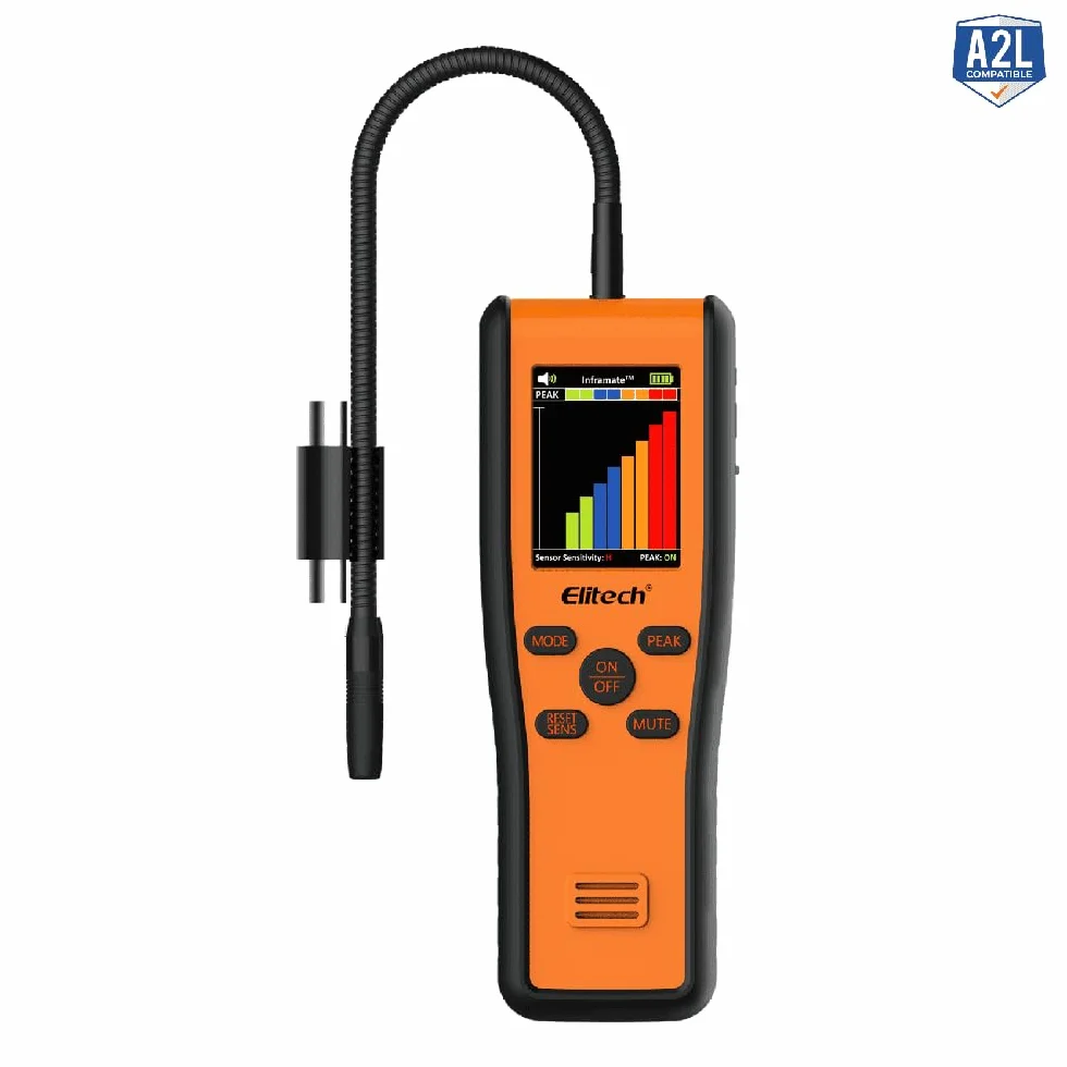 Elitech Inframate D - Detector de fugas de refrigerante con sensor infrarrojo, pantalla Tft, diodo calentado y batería recargable, buscador de fugas Sniffer Hvac profesional para gas climatizador