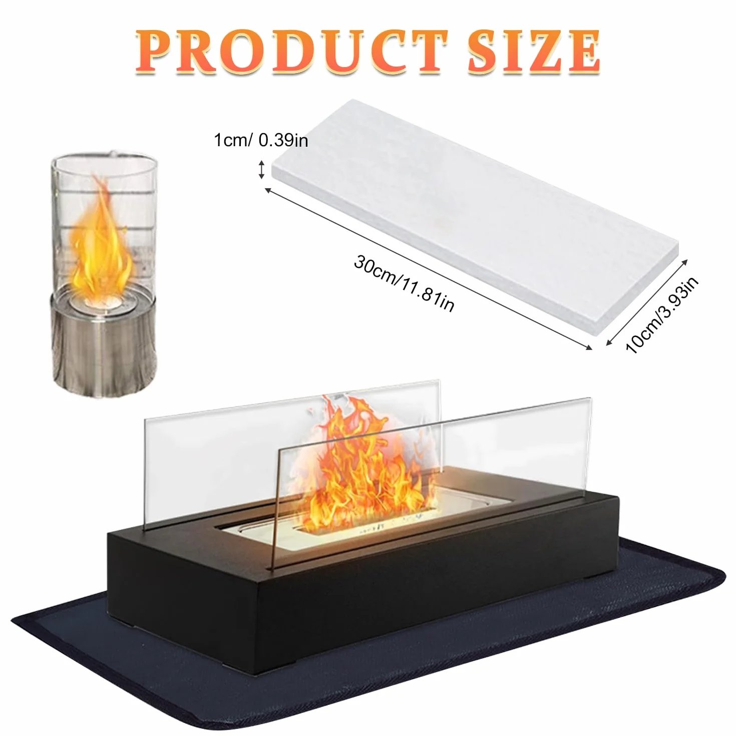 Lana de cerámica para bioetanol 300x100x10mm Esponja de chimenea 6 paquetes
