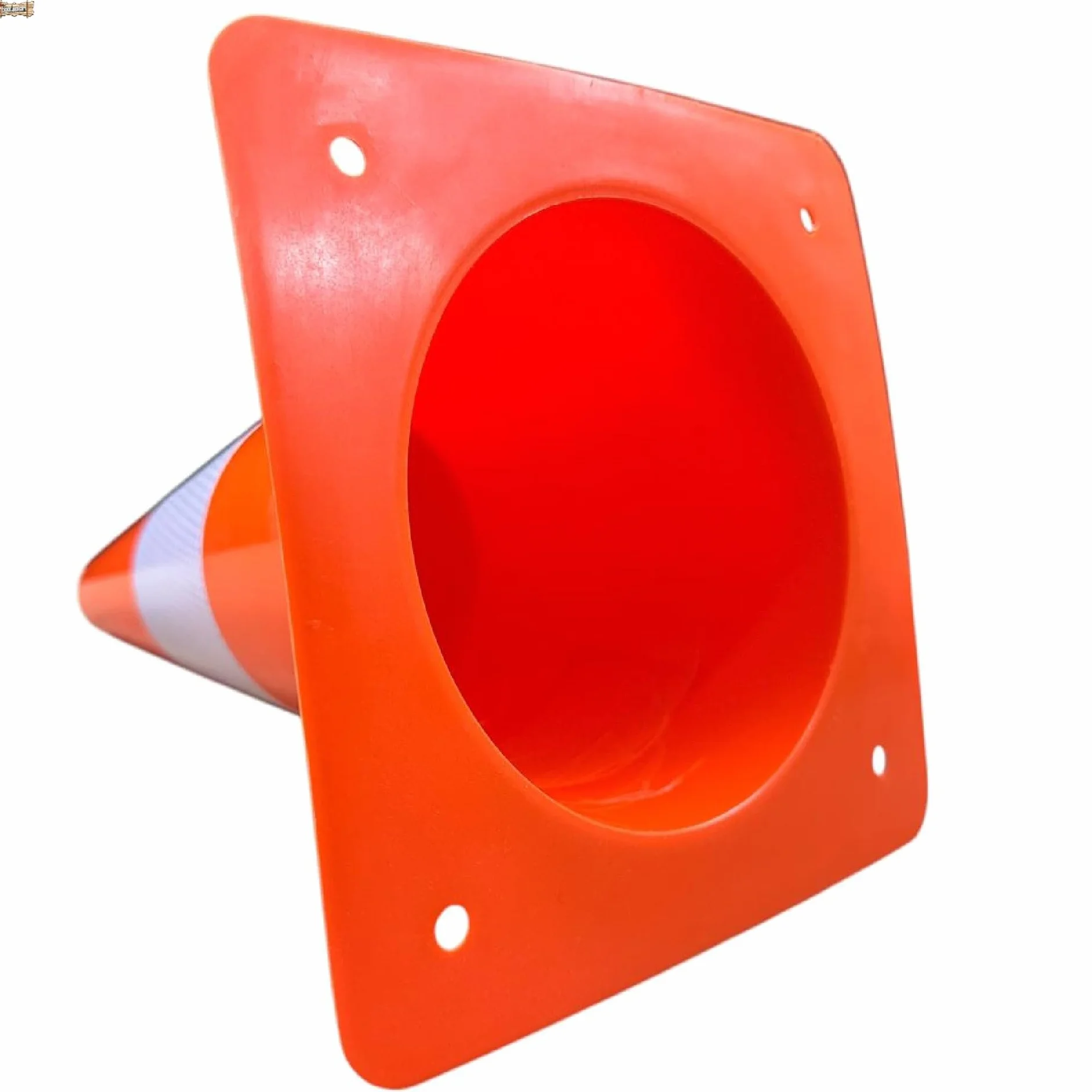 BricoLoco.com Cono señalización pequeño 30 cm. ¡PACK 4 uds.! Cono deportivo para deporte, slalom, entrenamiento, fútbol. Cono de tráfico naranja con banda reflectante (4)