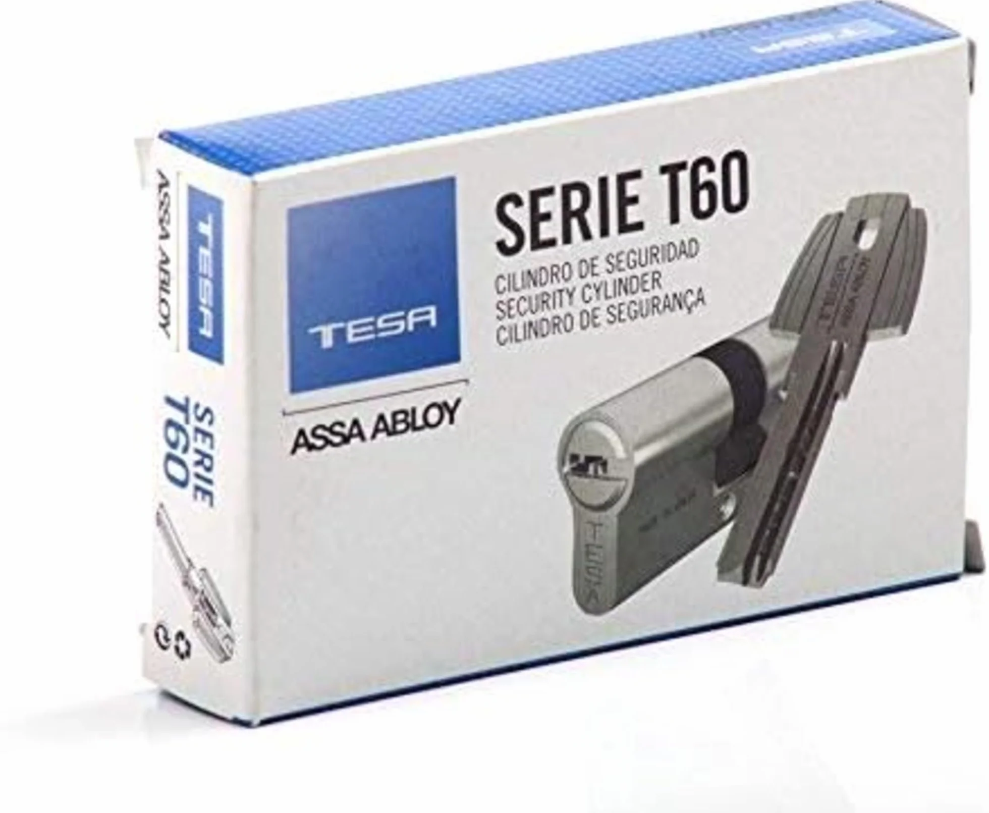 Tesa Seguridad T60 - Cilindro de llave plana reversible, Latonado, 30x30 mm