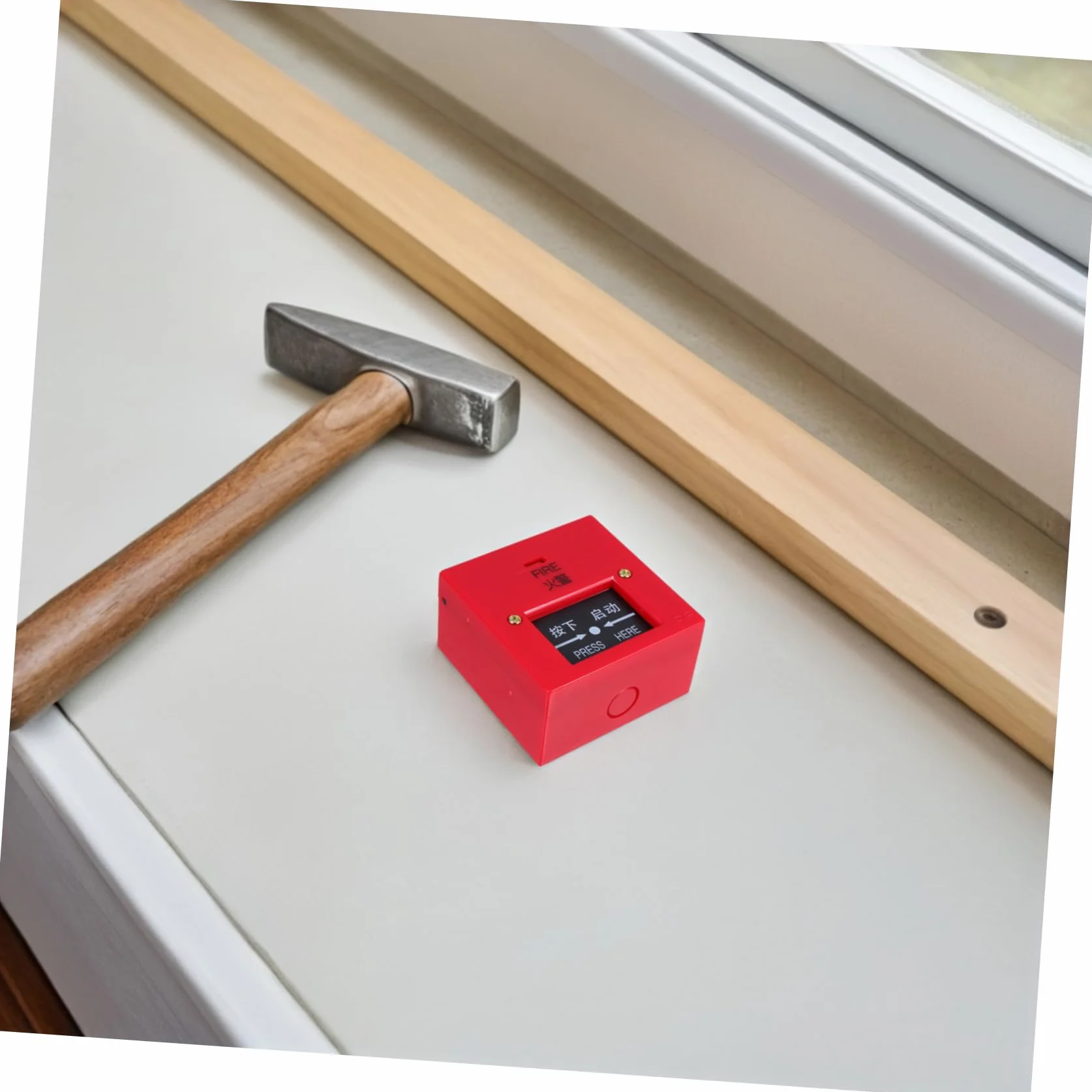 SHINEOFI Interruptor de Rociadores contra Incendios Rojo, Botón de Alarma Manual Reiniciable de Plástico para Sistema de Protección contra Incendios en Emergencias